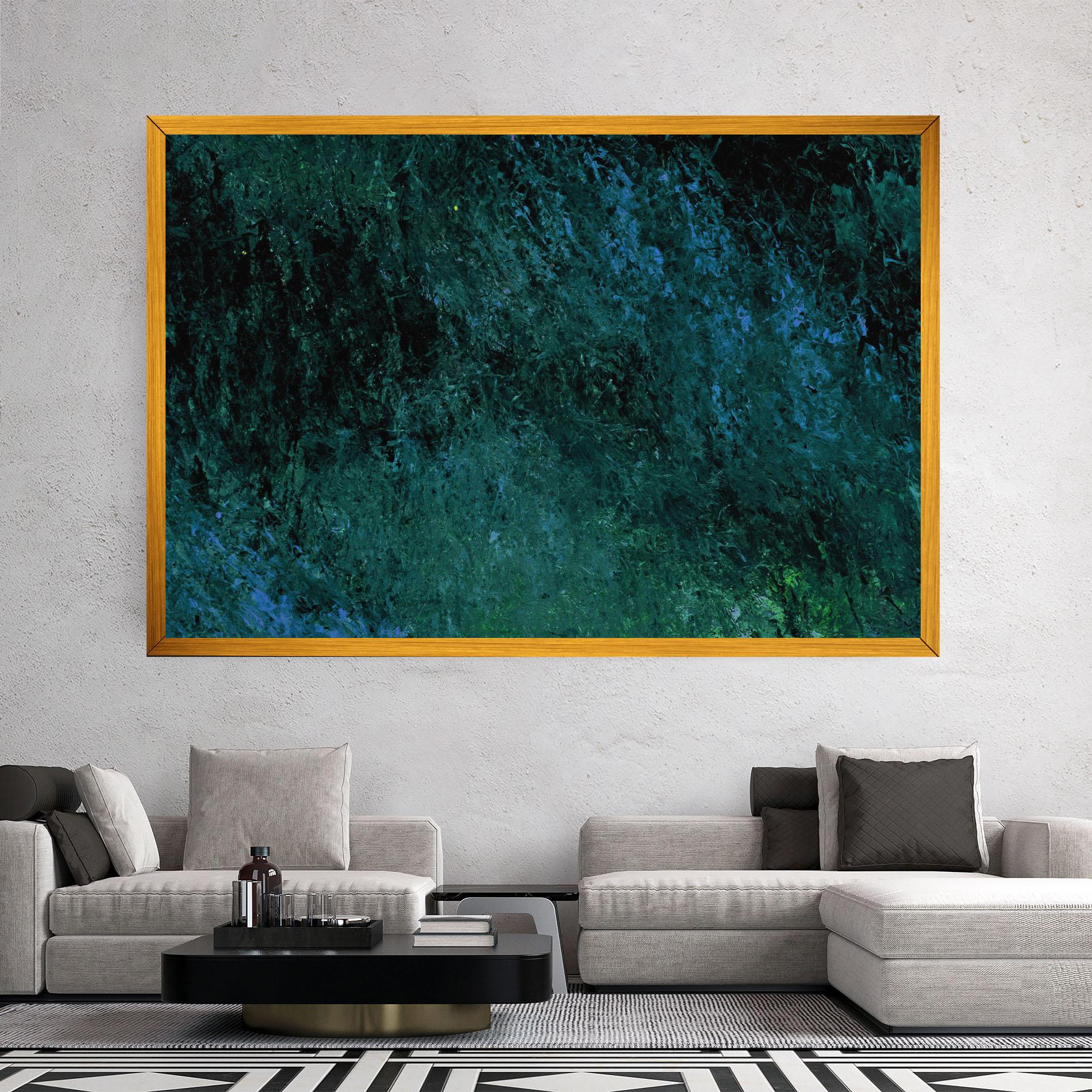 Tablou Canvas Dark Green Blue Painting mockup 2