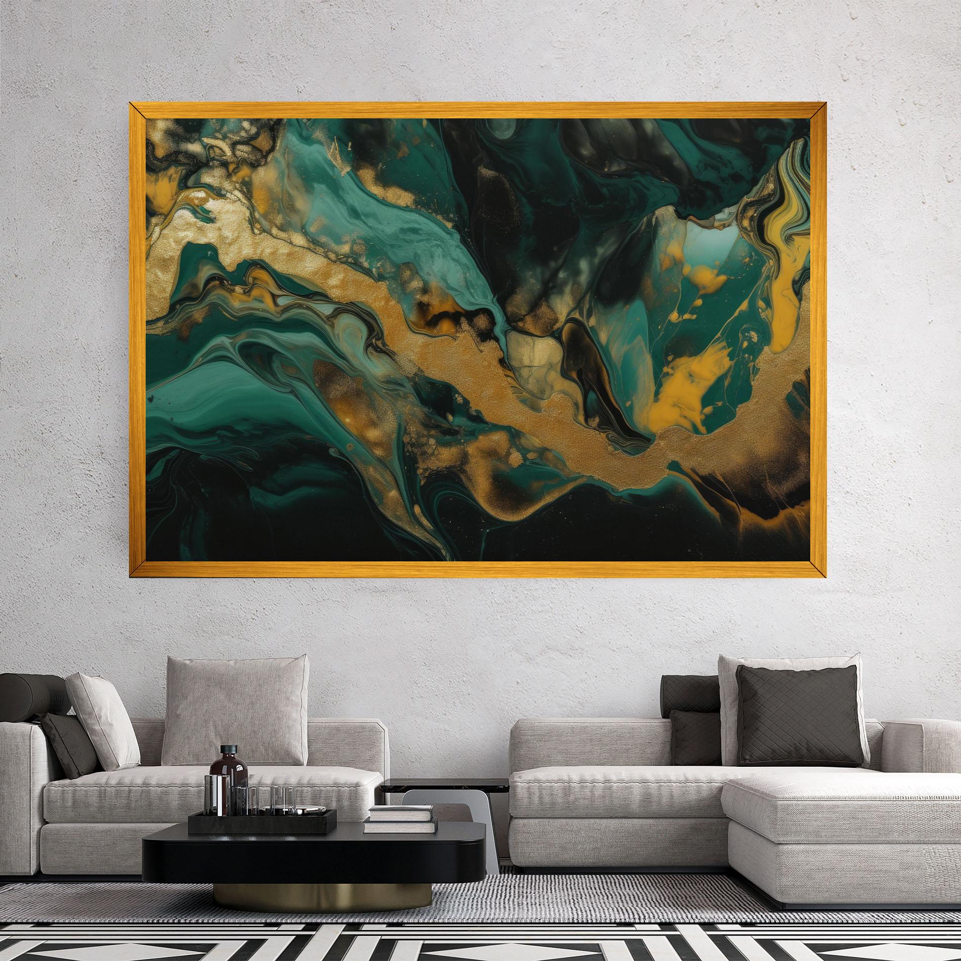 Tablou Canvas Dark Green With Gold mockup 2