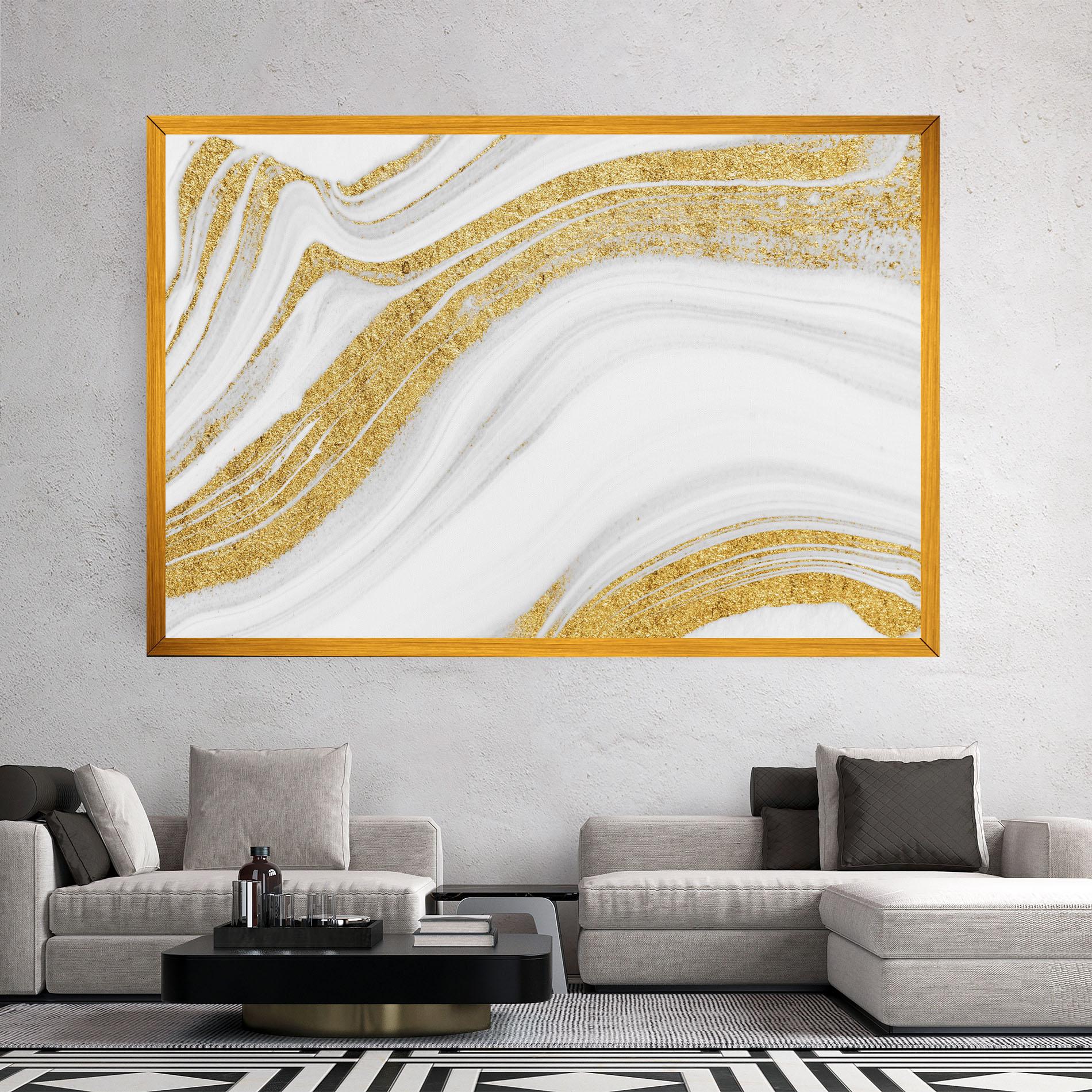 Tablou Canvas Gold Glitter Liquid mockup 2