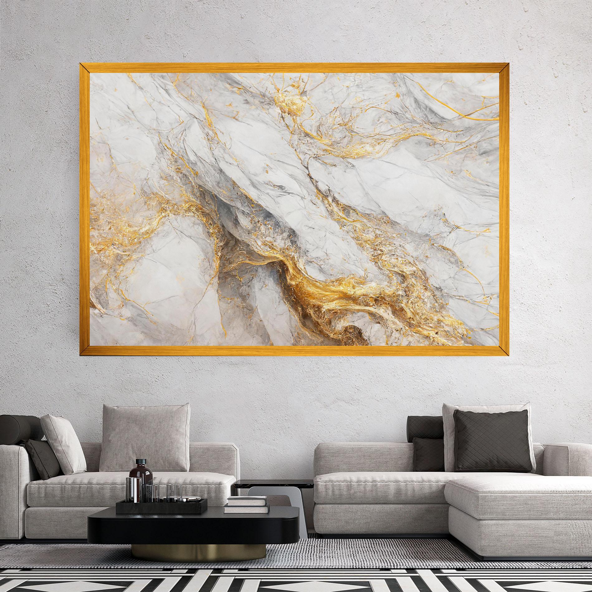 Tablou Canvas Gold Liquid Grey Marble mockup 2