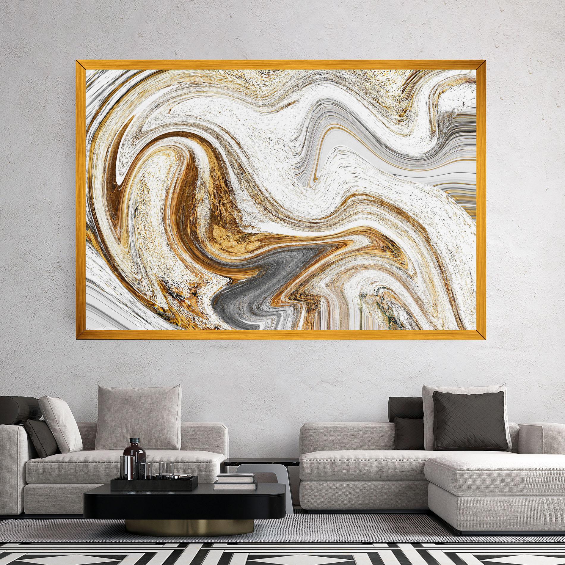 Tablou Canvas Gold White Liquid mockup 2