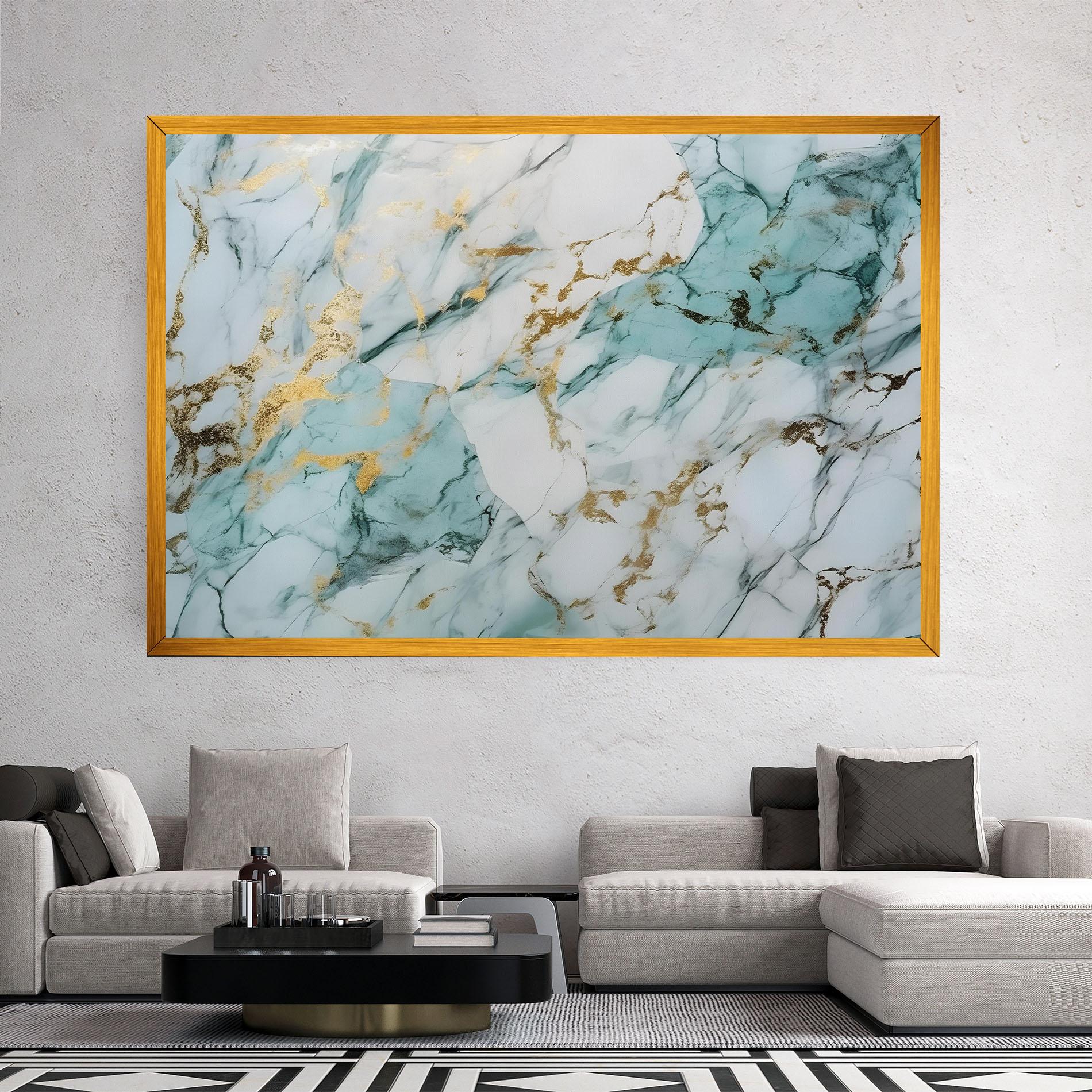 Tablou Canvas Light Green Gold Line mockup 2