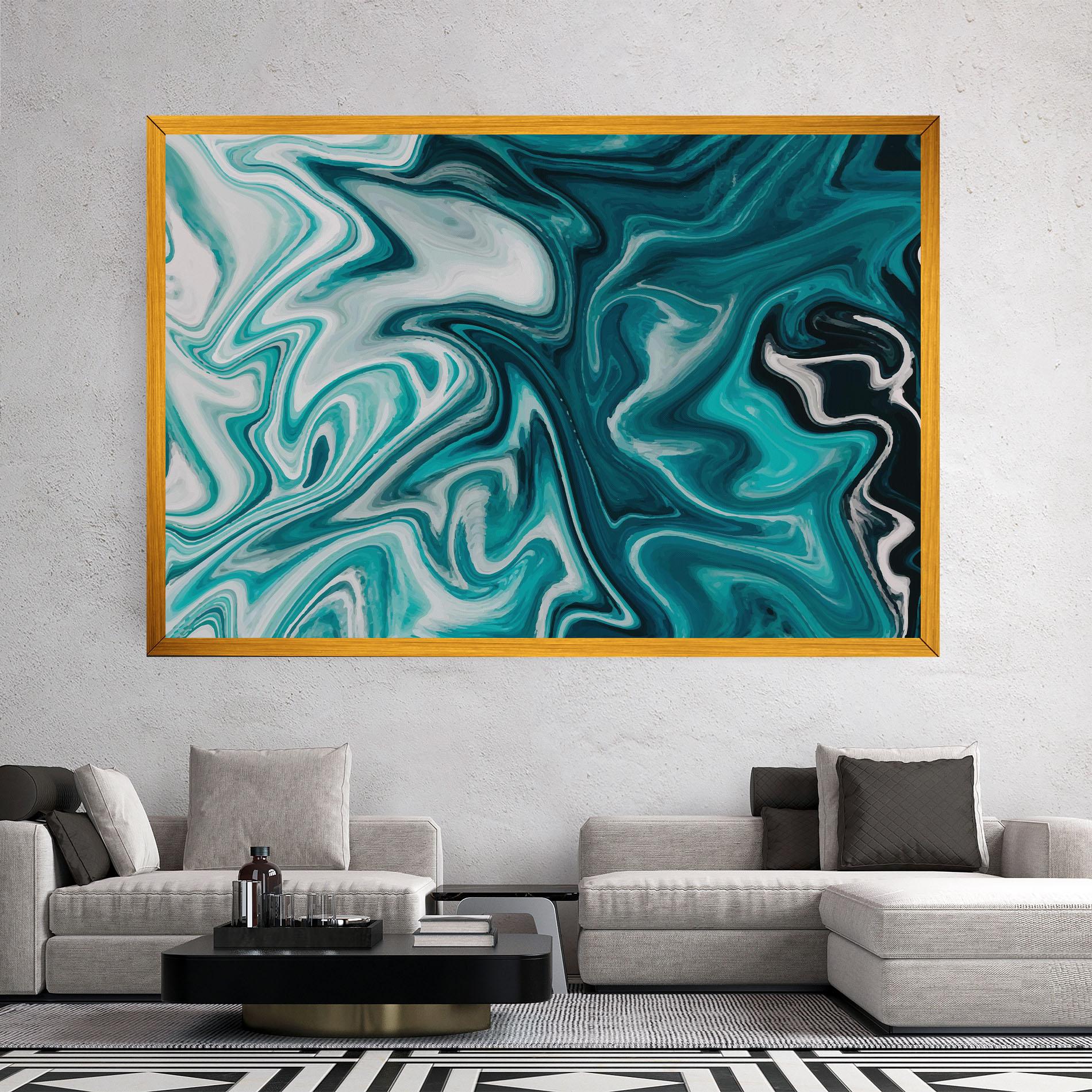 Tablou Canvas White Blue Liquid Marble mockup 2