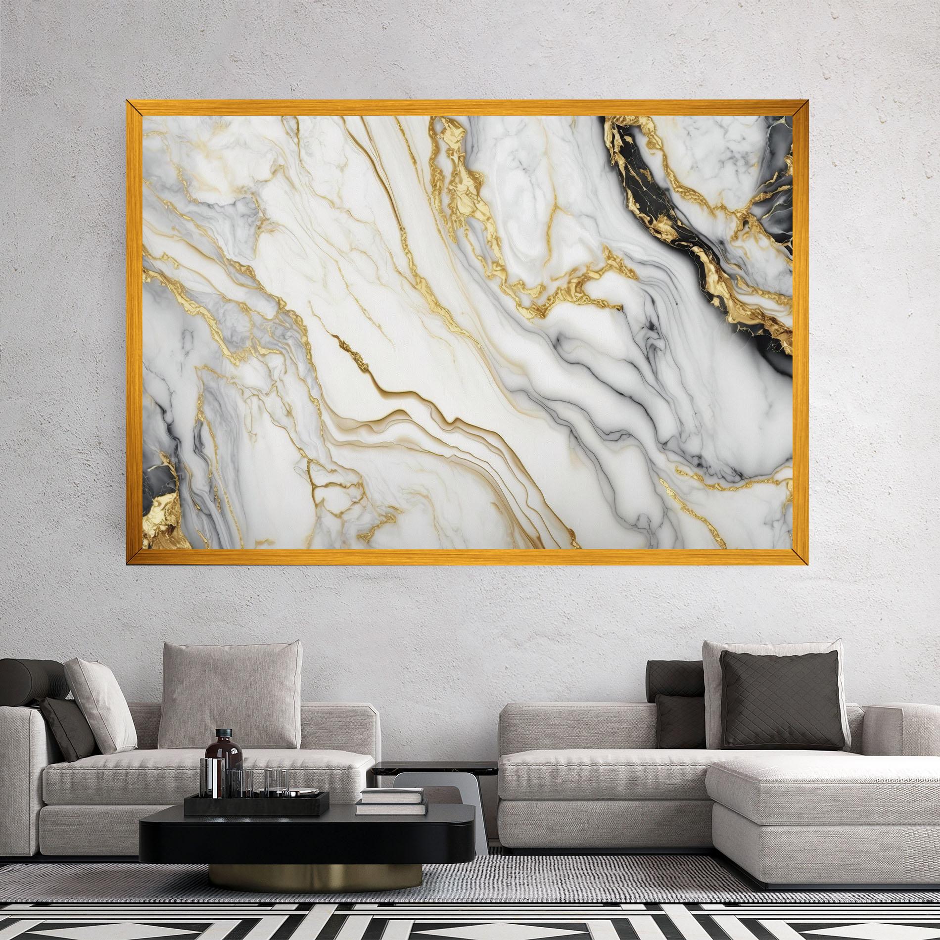 Tablou Canvas White Golden Marble mockup 2