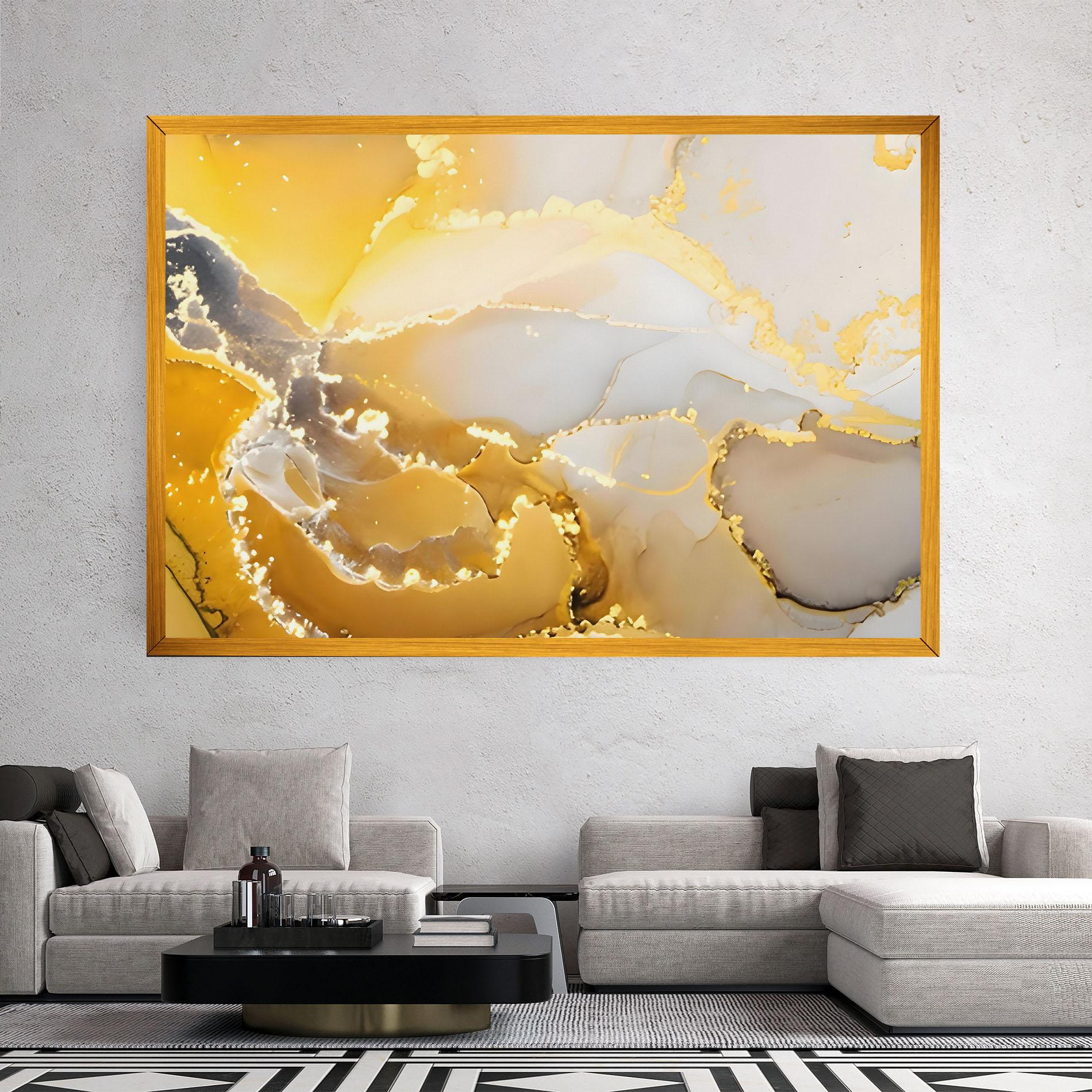 Tablou Canvas Yellow Grey Marble mockup 2