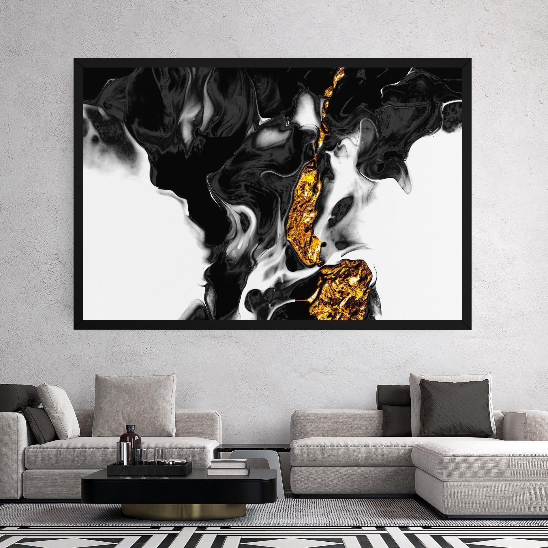 Tablou Canvas Abstract Black And Gold mockup 2