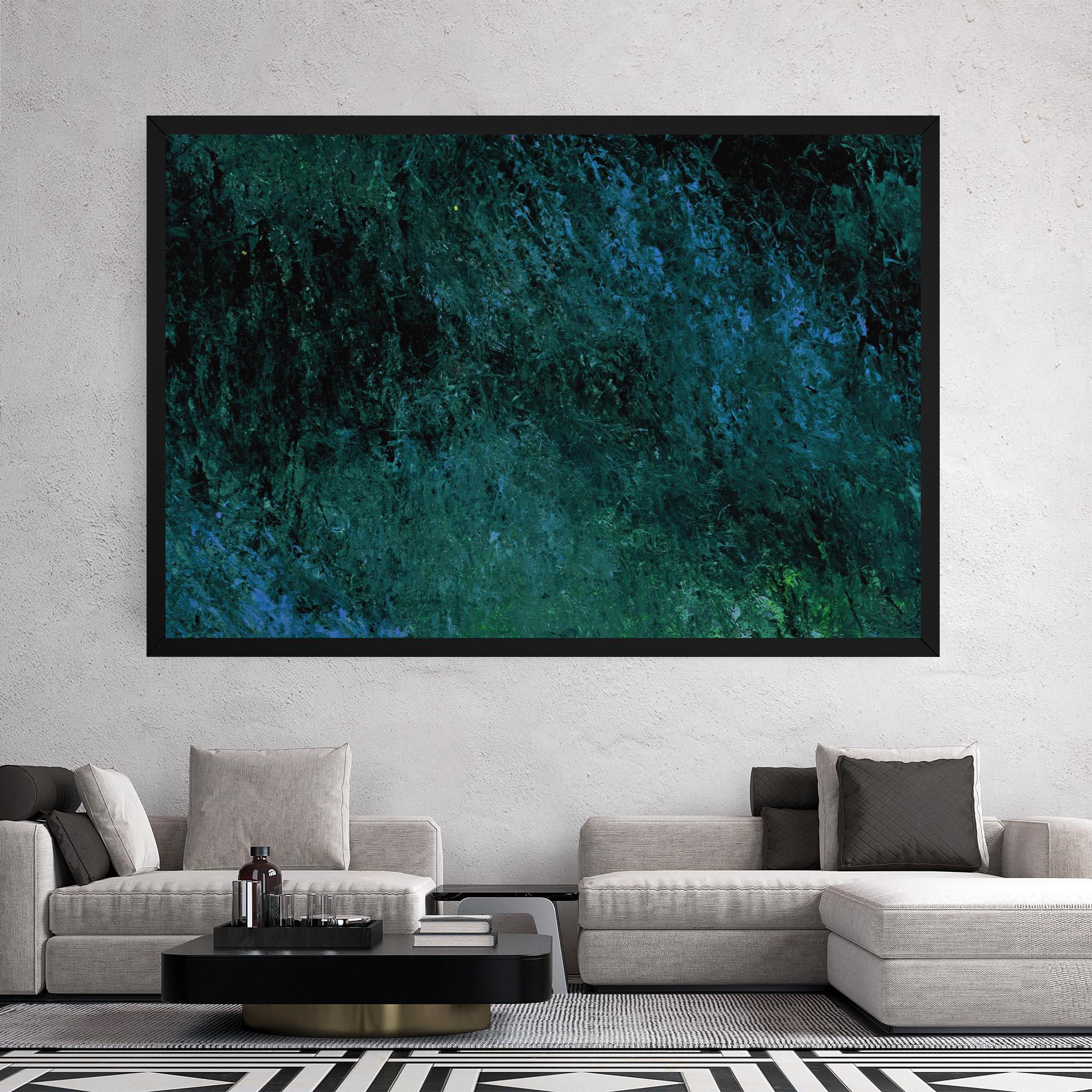 Tablou Canvas Dark Green Blue Painting mockup 2