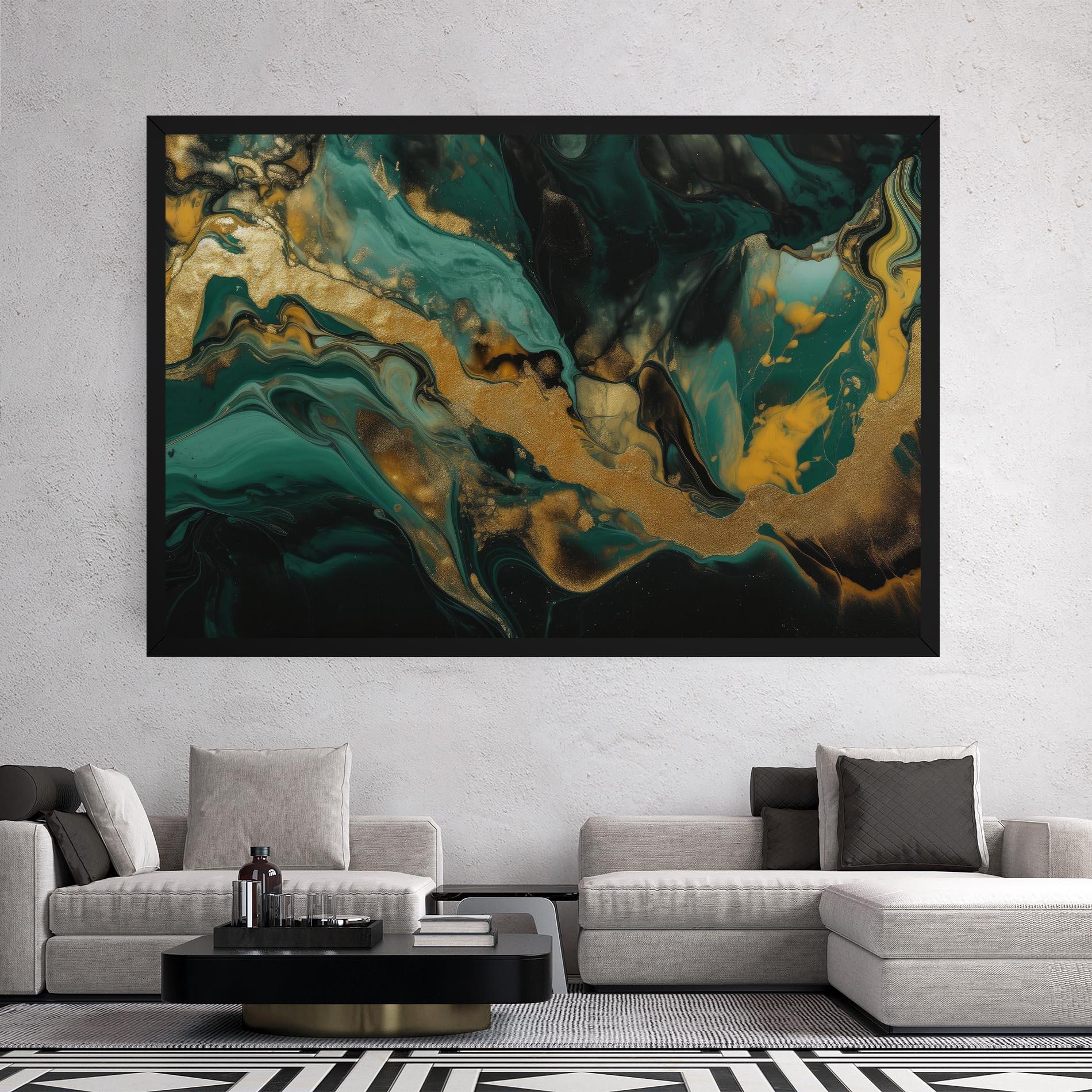 Tablou Canvas Dark Green With Gold mockup 2