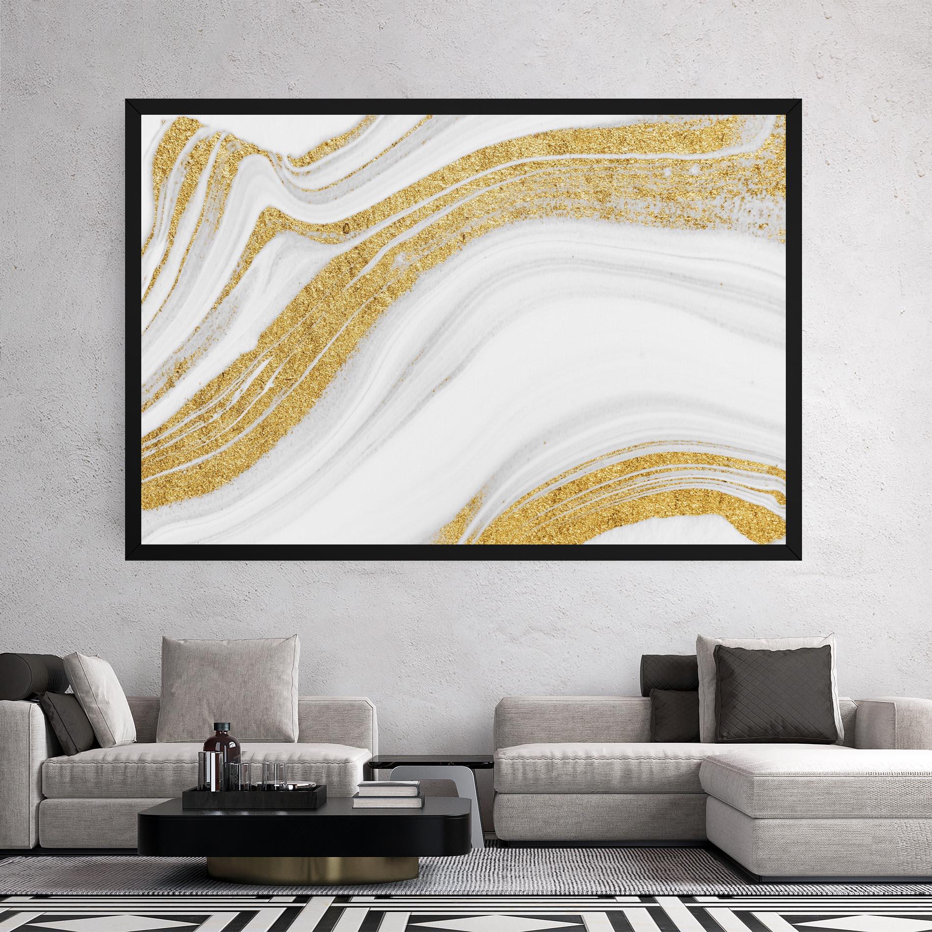 Tablou Canvas Gold Glitter Liquid mockup 2