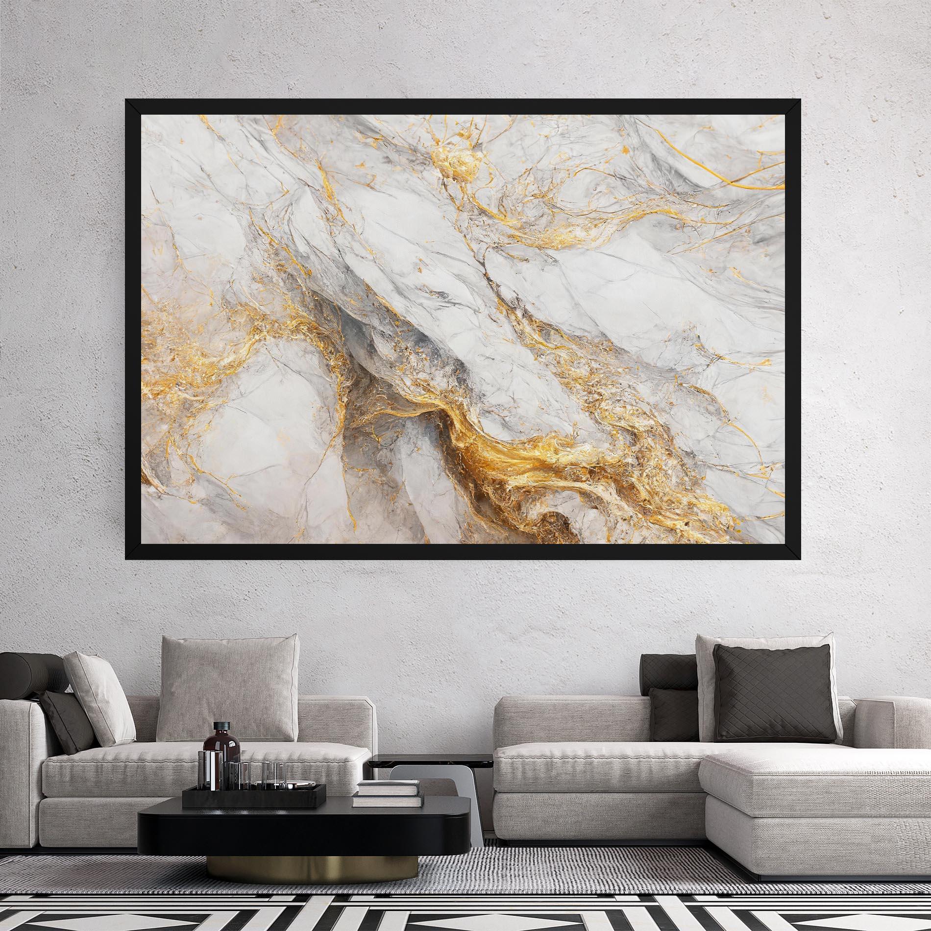 Tablou Canvas Gold Liquid Grey Marble mockup 2