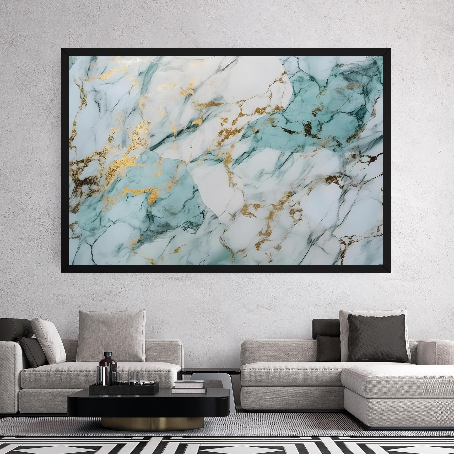 Tablou Canvas Light Green Gold Line mockup 2