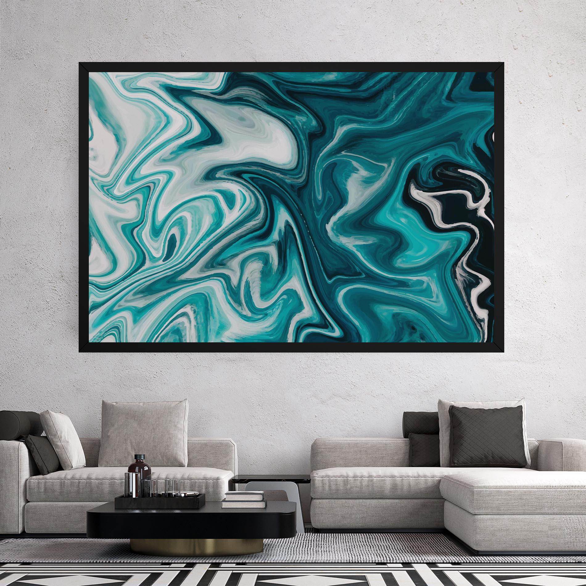 Tablou Canvas White Blue Liquid Marble mockup 2