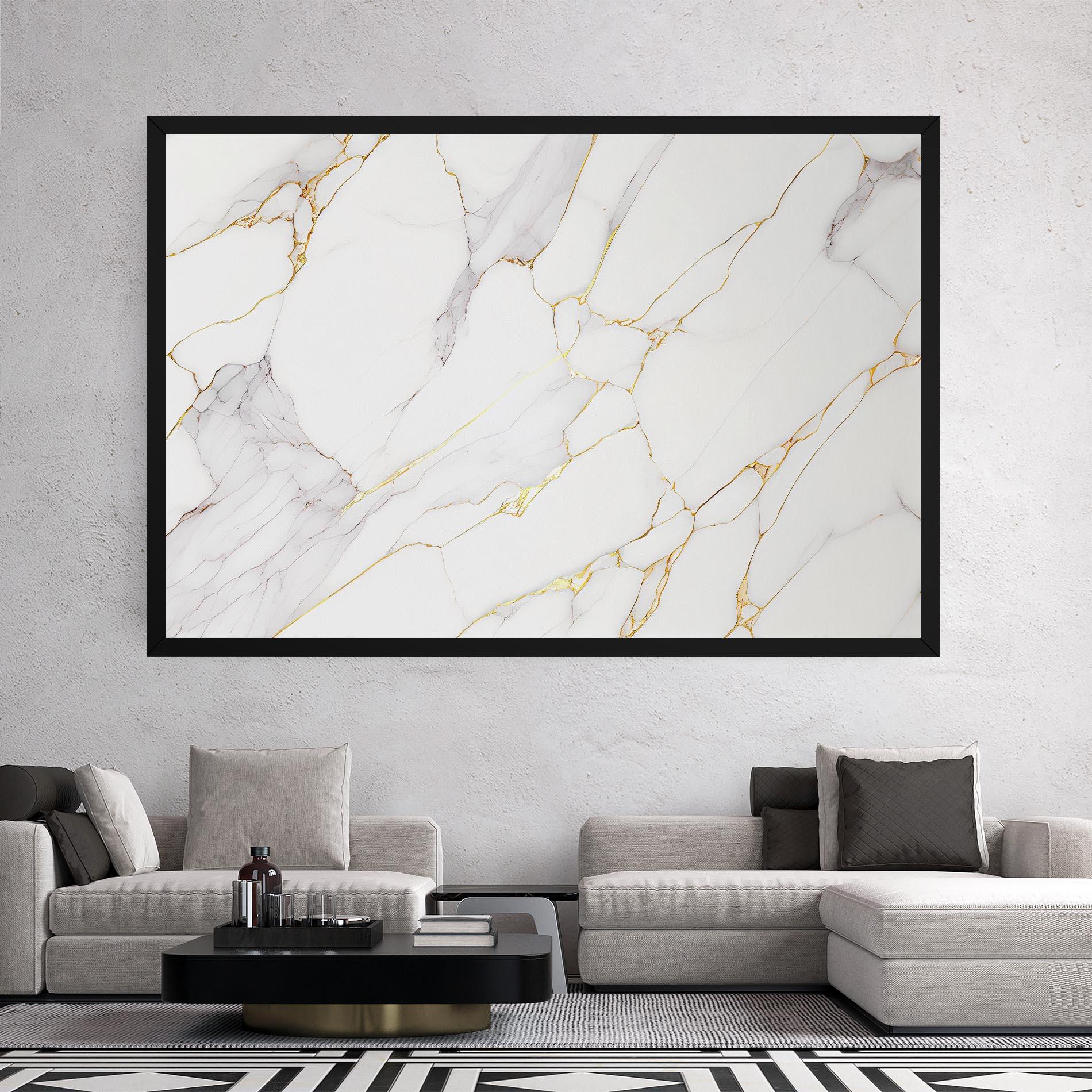 Tablou Canvas White Grey Golden Lines mockup 2