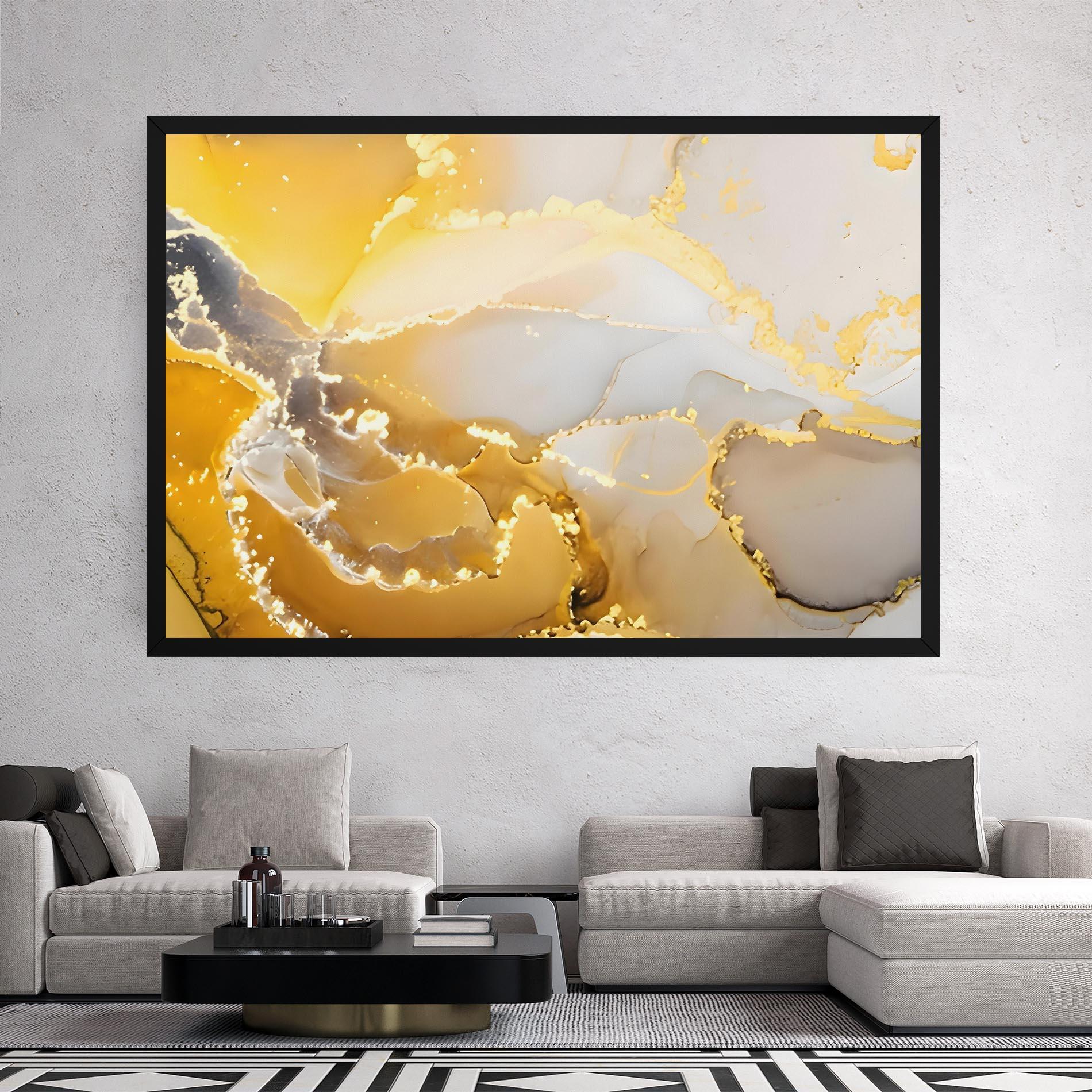 Tablou Canvas Yellow Grey Marble mockup 2