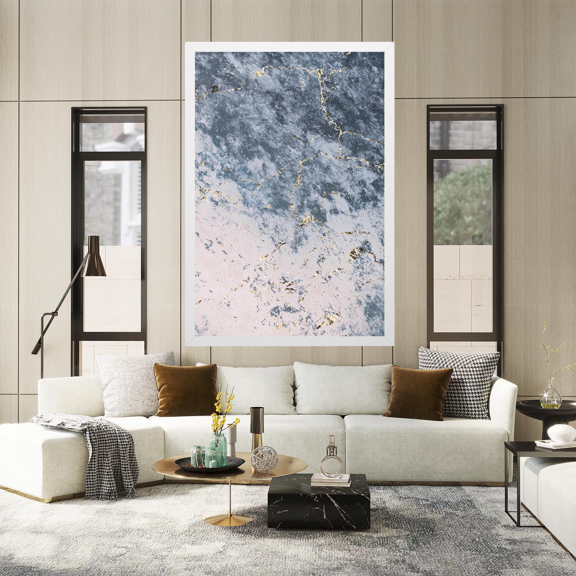 Tablou Canvas Blue Golden Lines mockup 2