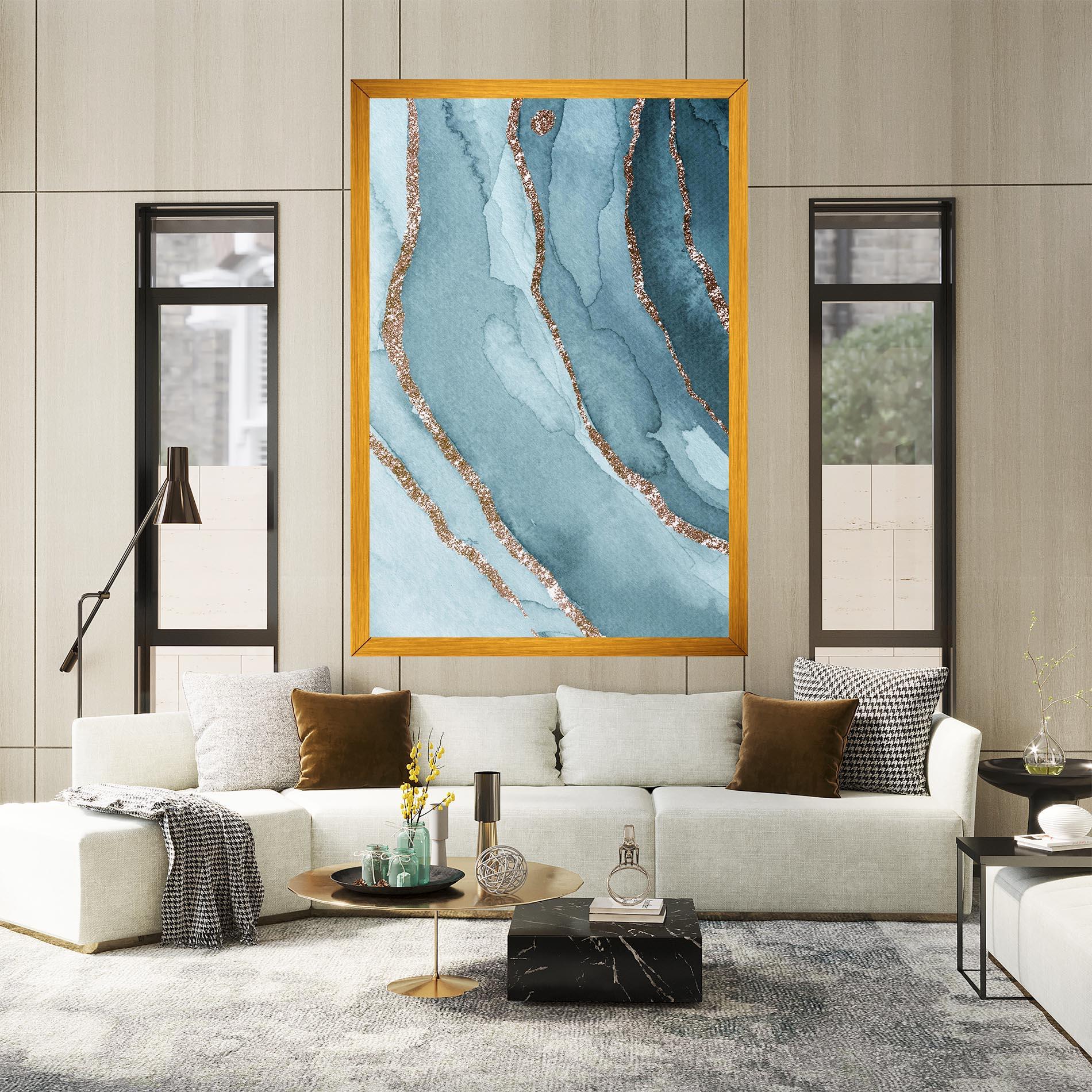 Tablou Canvas Blue Golden Glitter mockup 2