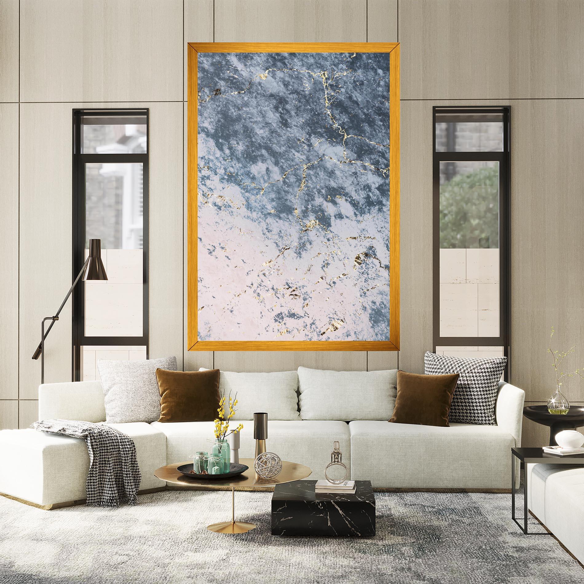 Tablou Canvas Blue Golden Lines mockup 2