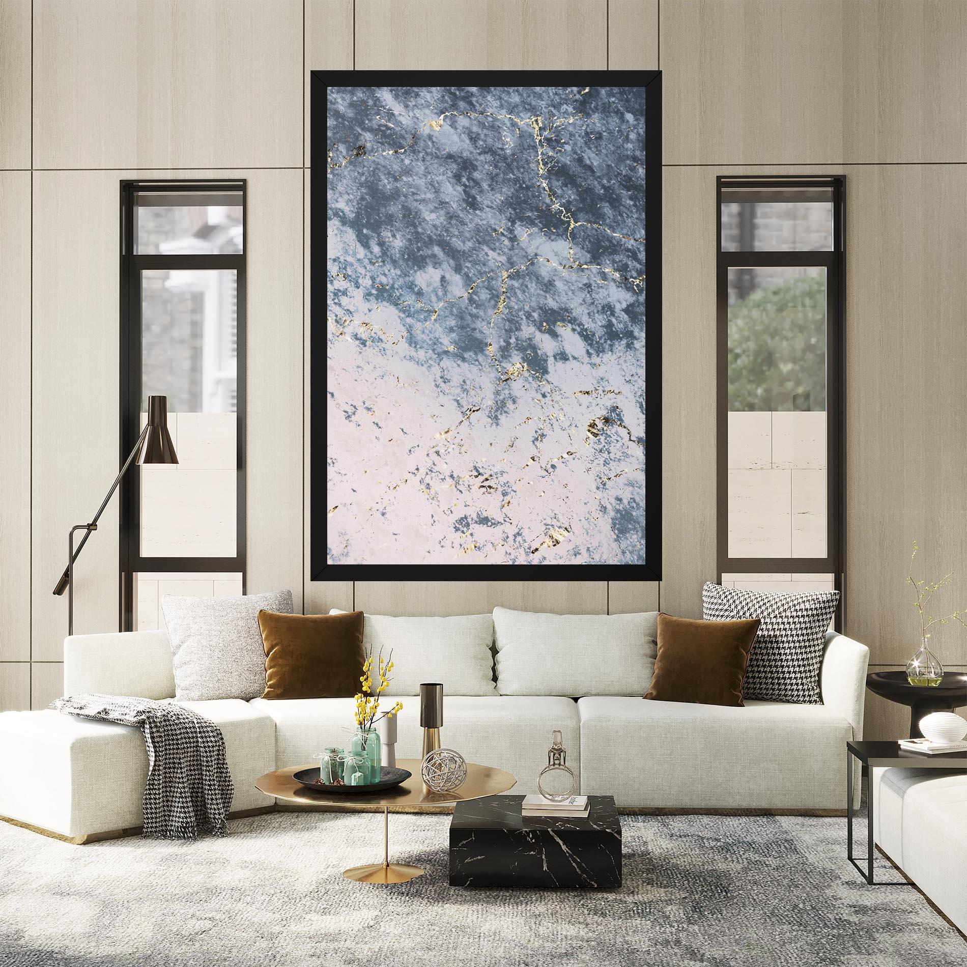 Tablou Canvas Blue Golden Lines mockup 2