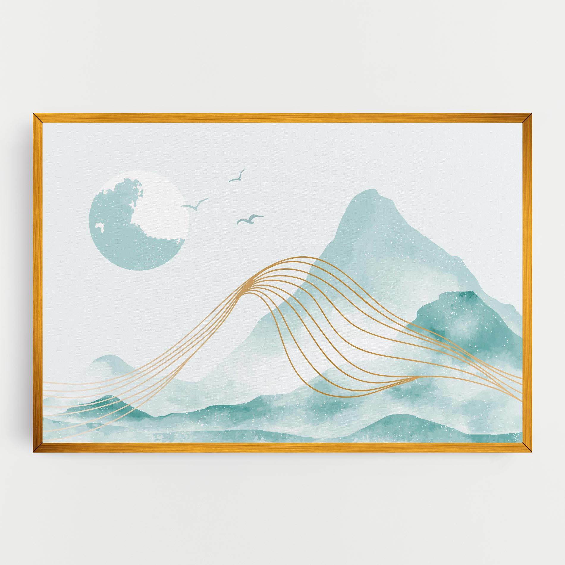 Tablou Canvas Gold Line Mountain mockup 0
