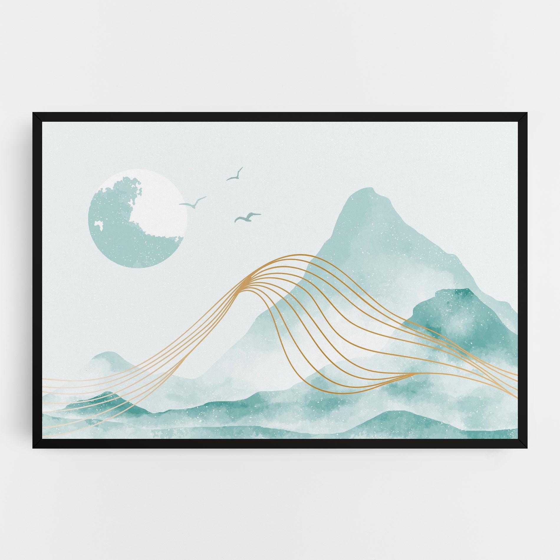 Tablou Canvas Gold Line Mountain mockup 0