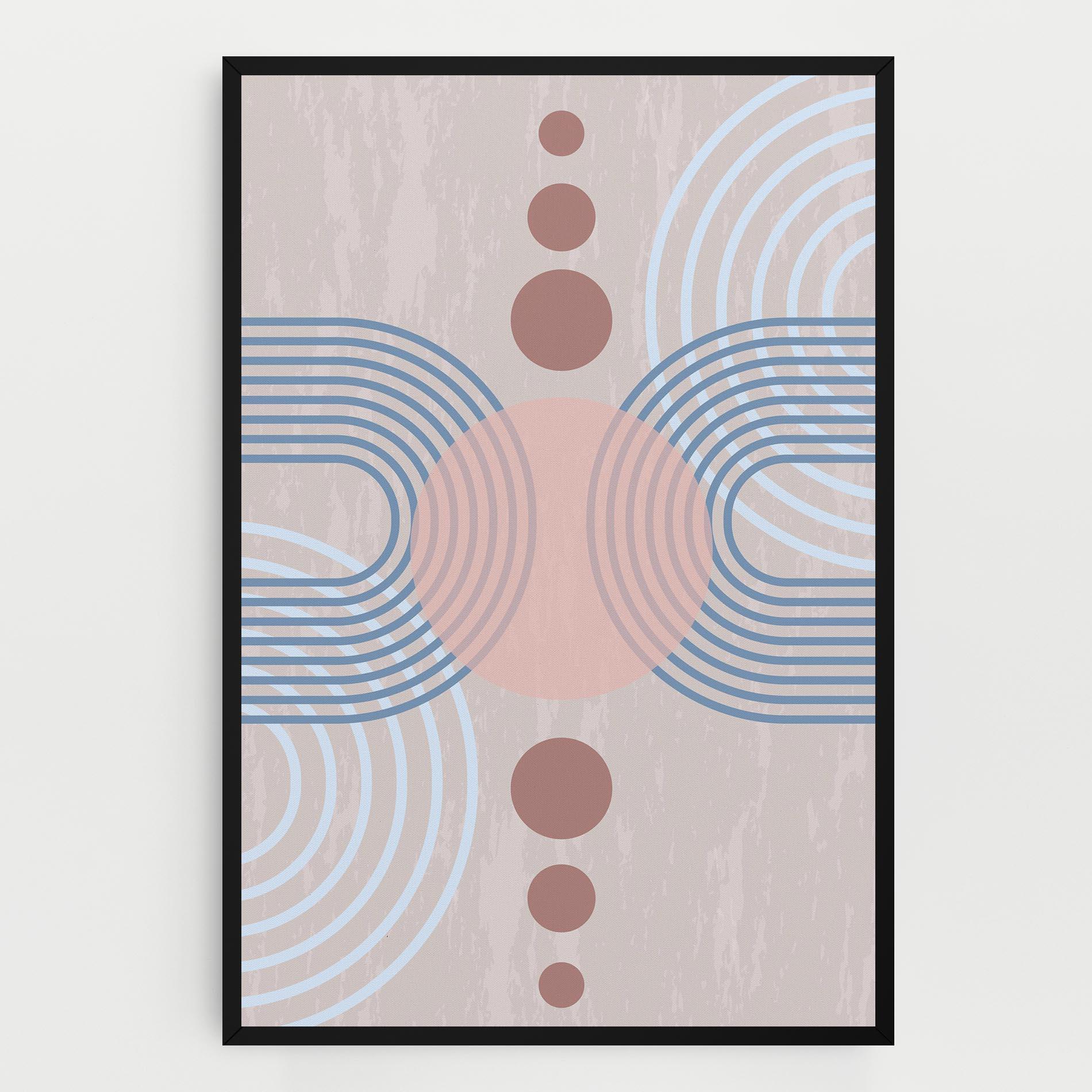 Tablou Canvas Blue Lines On Pink mockup 0