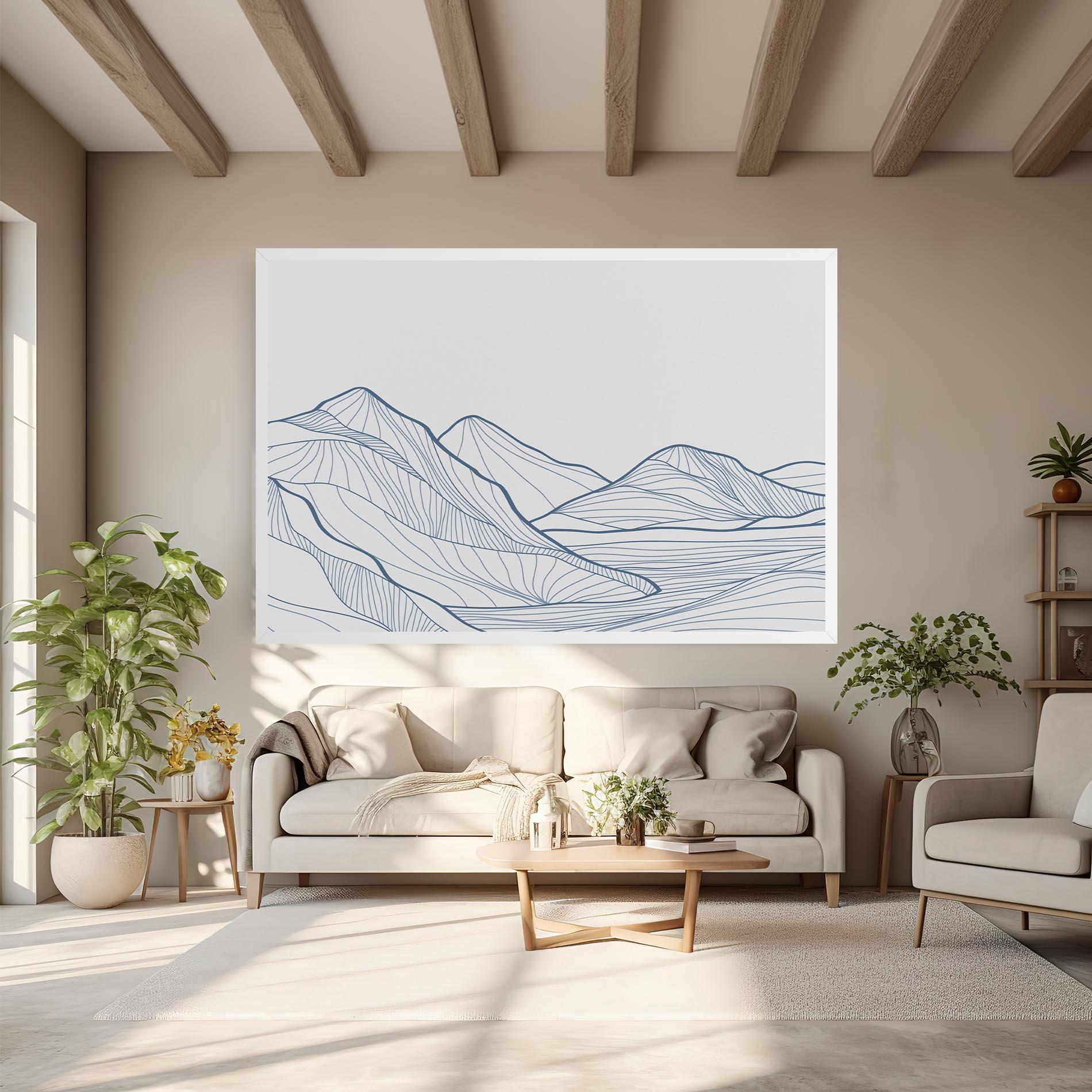 Tablou Canvas Mountain Blue Line mockup 6