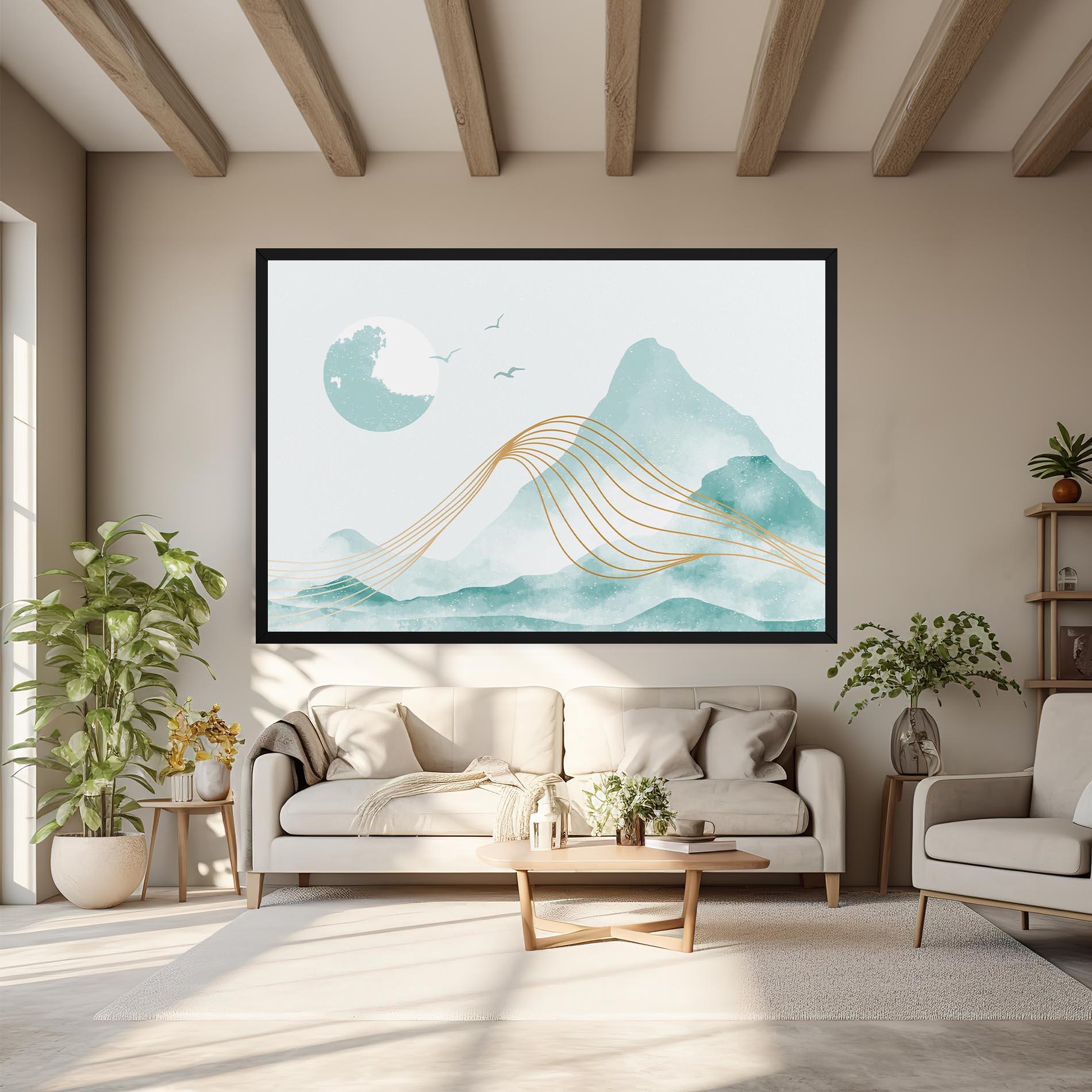 Tablou Canvas Gold Line Mountain mockup 6