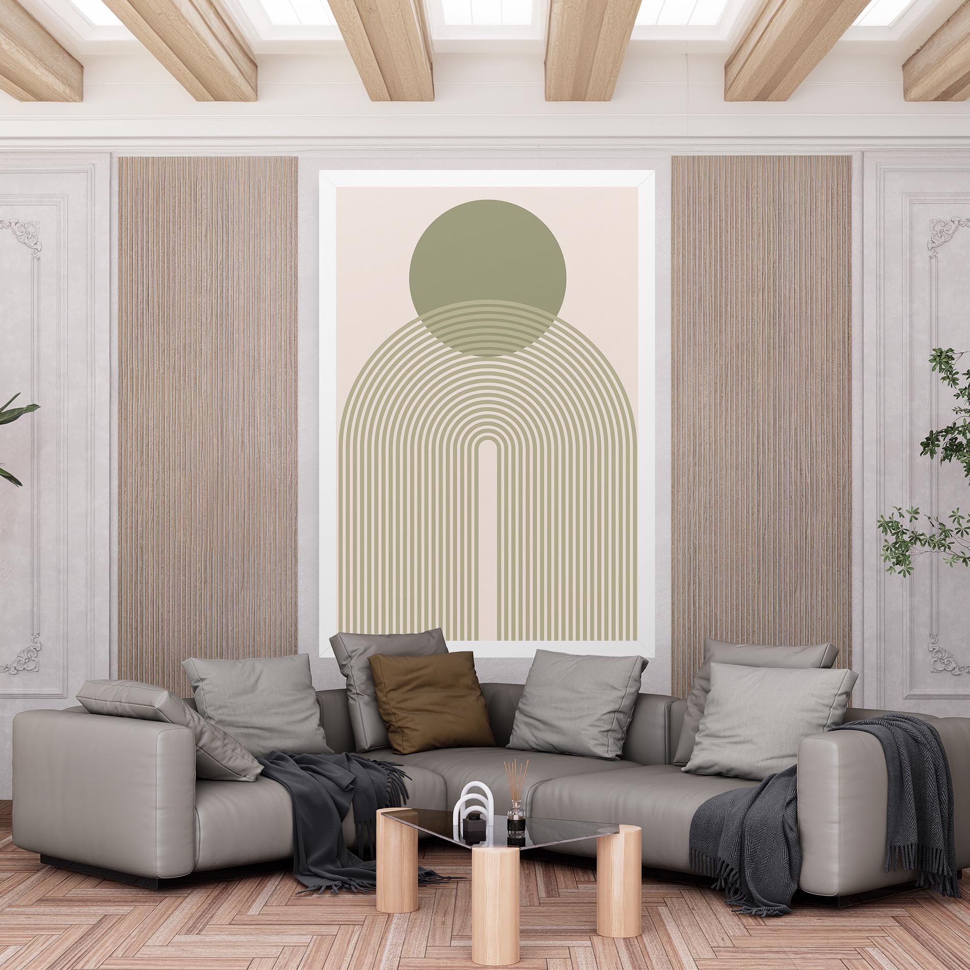 Tablou Canvas Green Circle Lines mockup 6