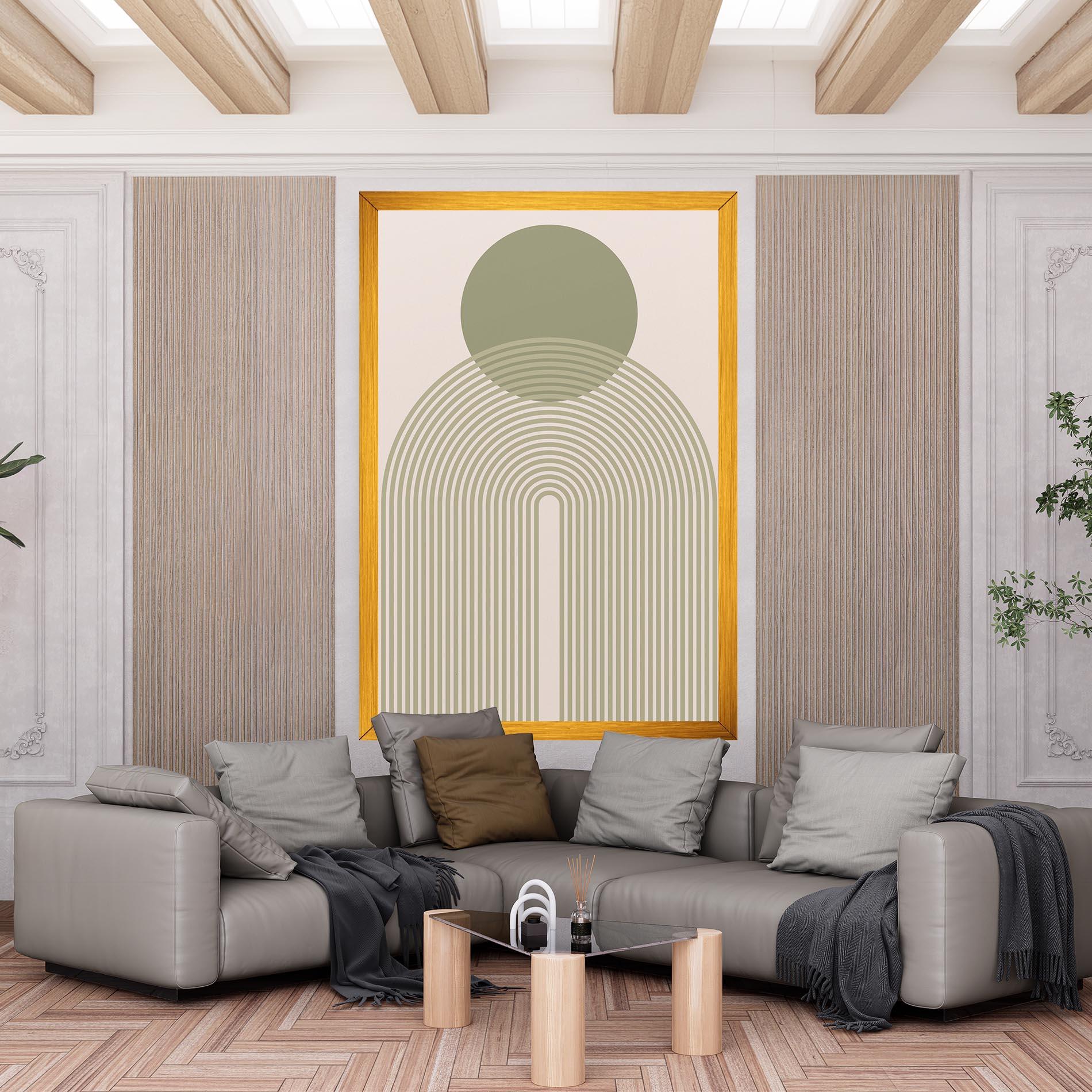 Tablou Canvas Green Circle Lines mockup 6