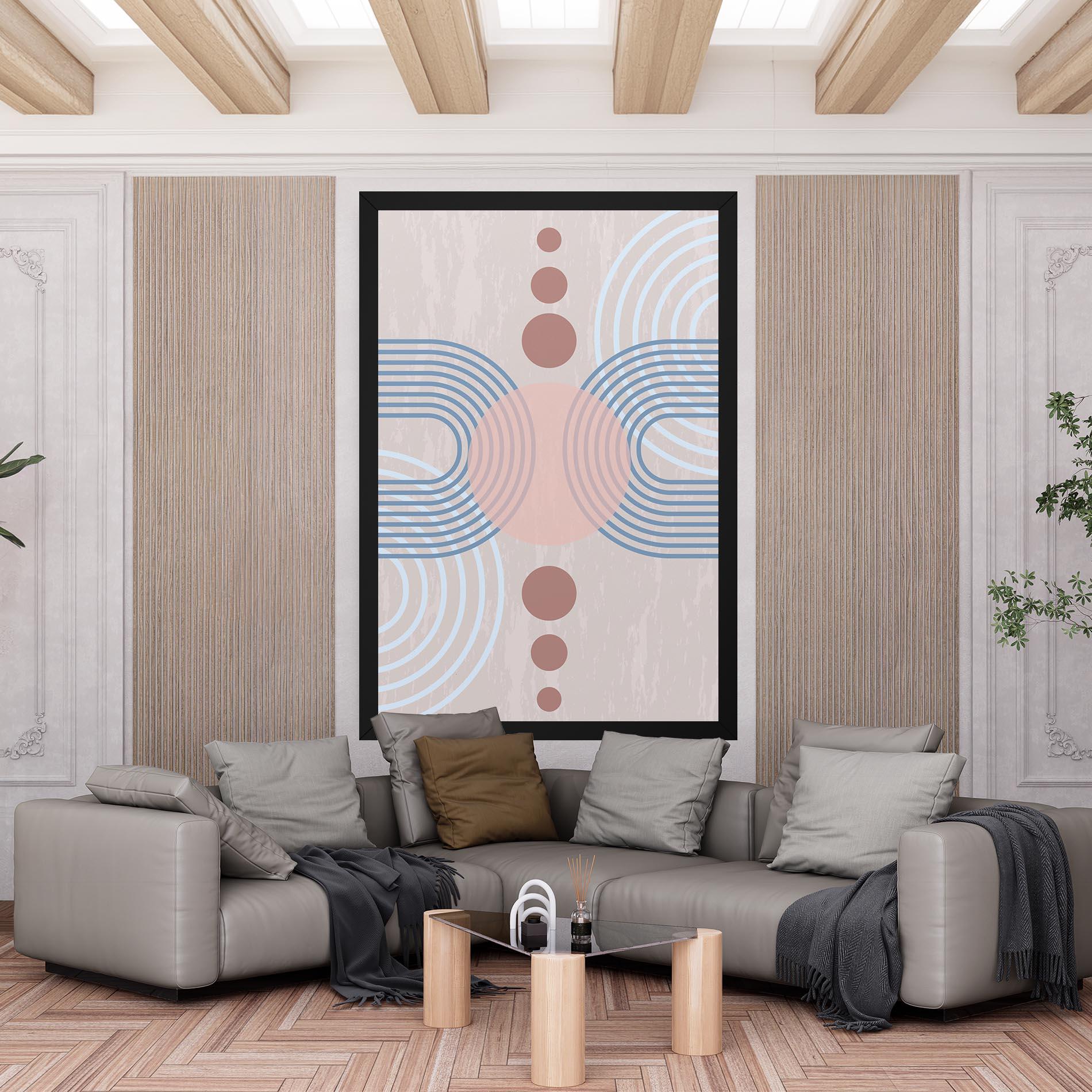 Tablou Canvas Blue Lines On Pink mockup 6