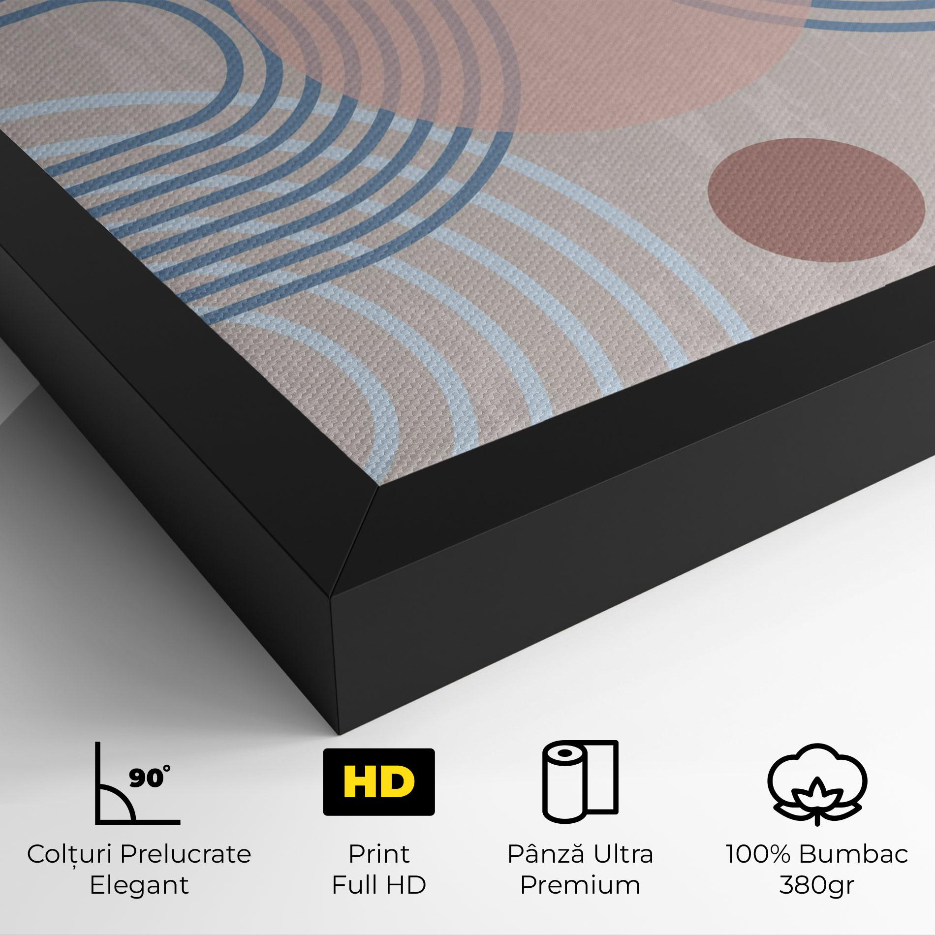 Tablou Canvas Blue Lines On Pink mockup 4