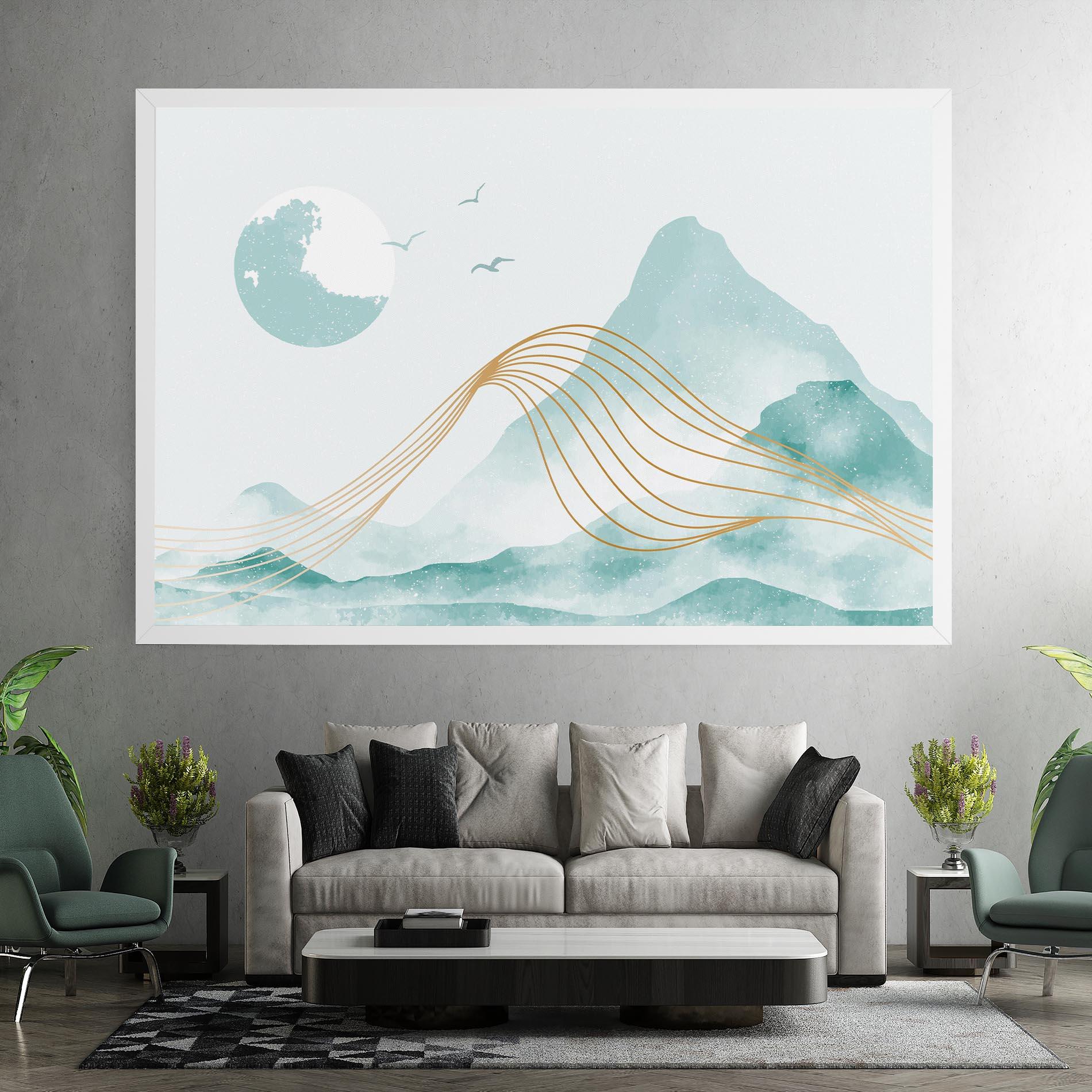 Tablou Canvas Gold Line Mountain mockup 7