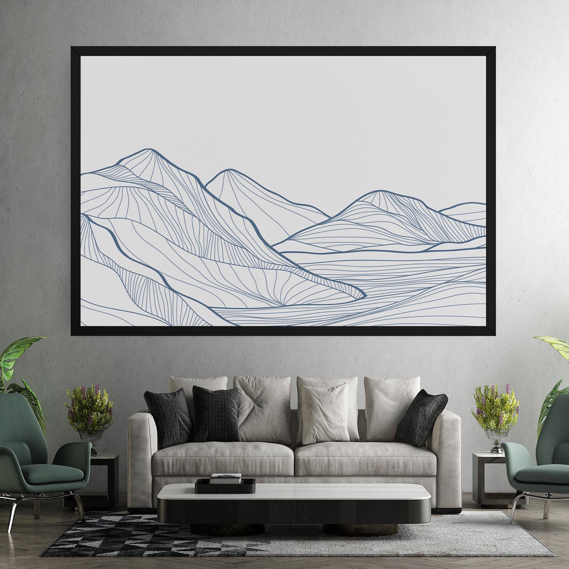 Tablou Canvas Mountain Blue Line mockup 7
