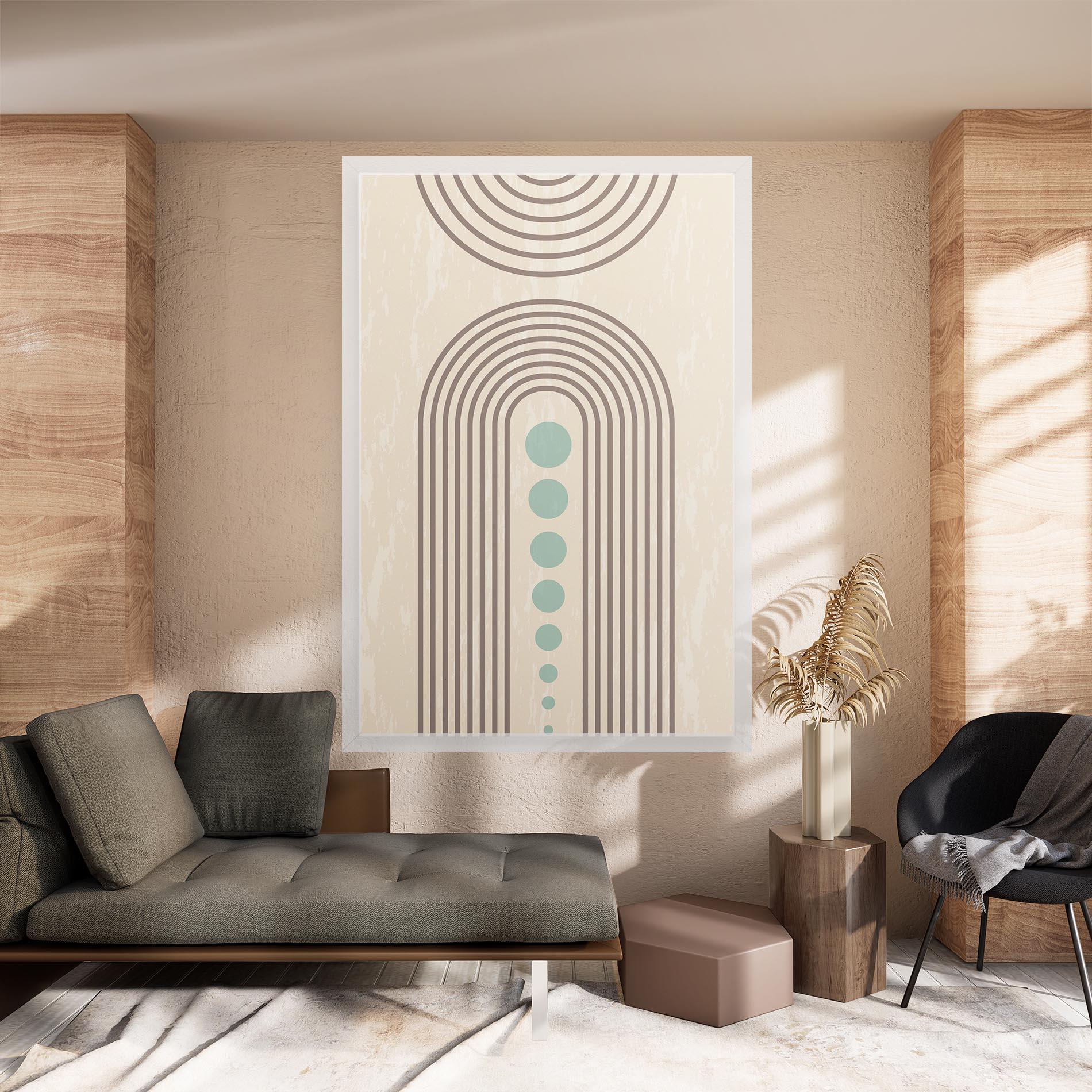 Tablou Canvas Cream Blue Circles mockup 8