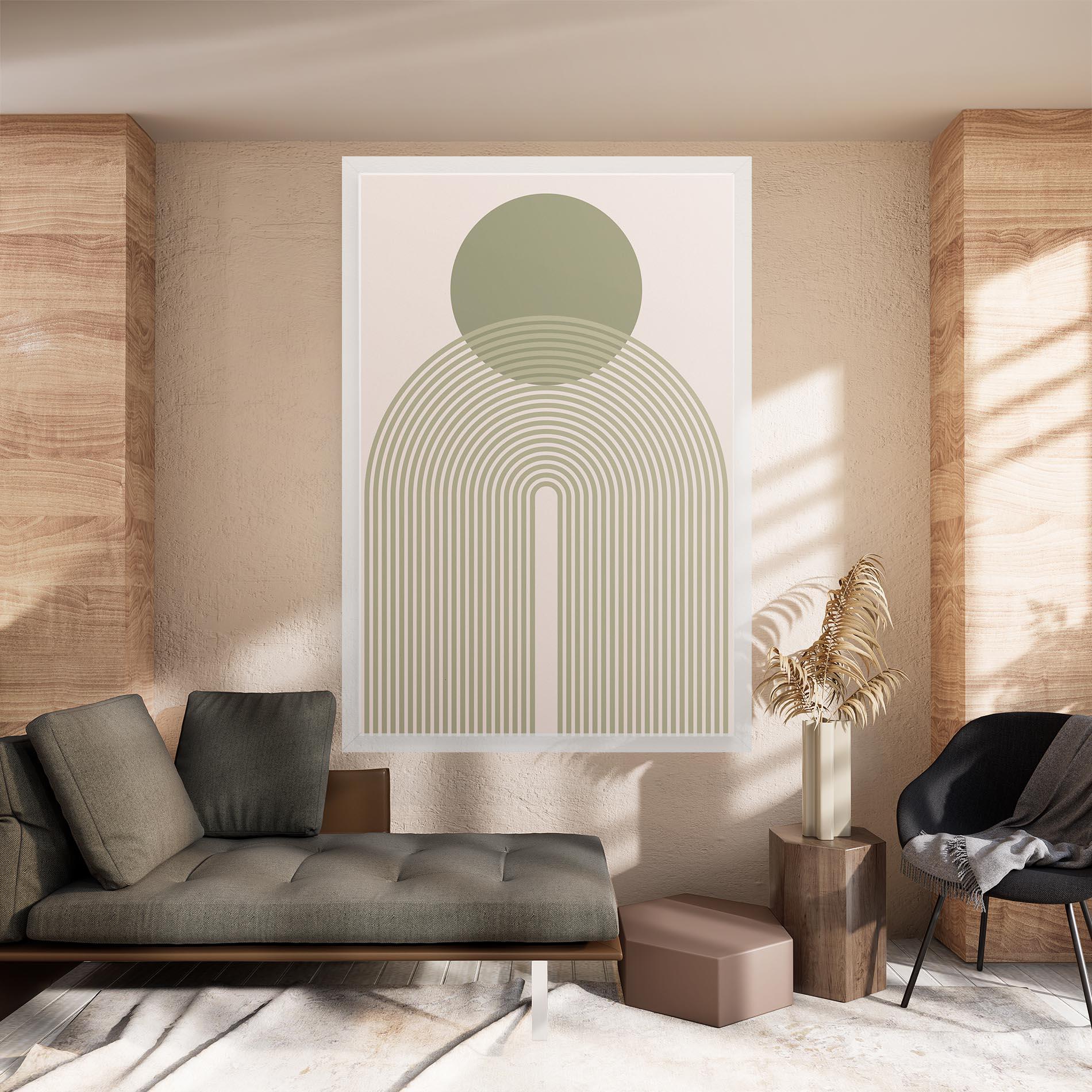 Tablou Canvas Green Circle Lines mockup 8