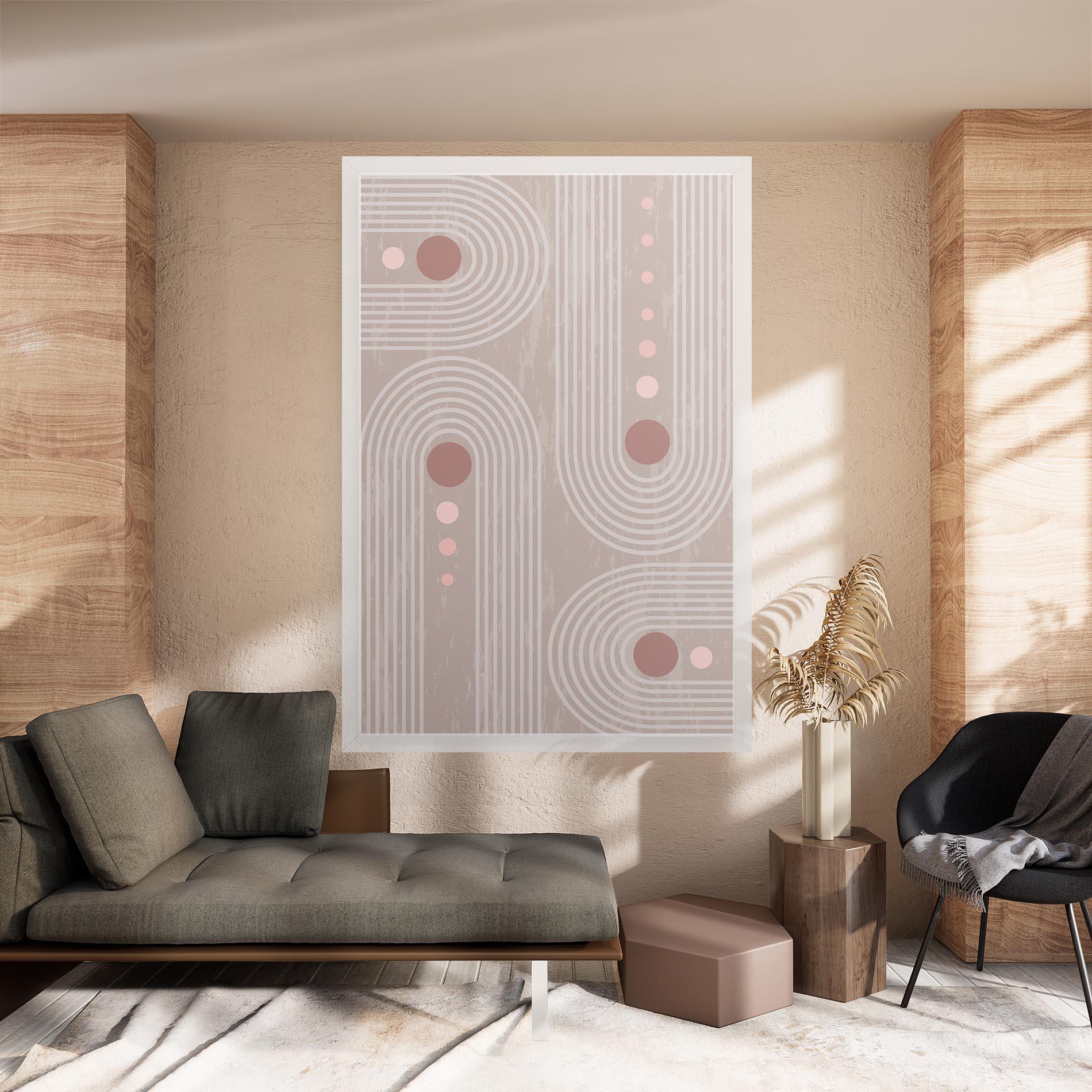 Tablou Canvas Pink Circle On Cream mockup 8