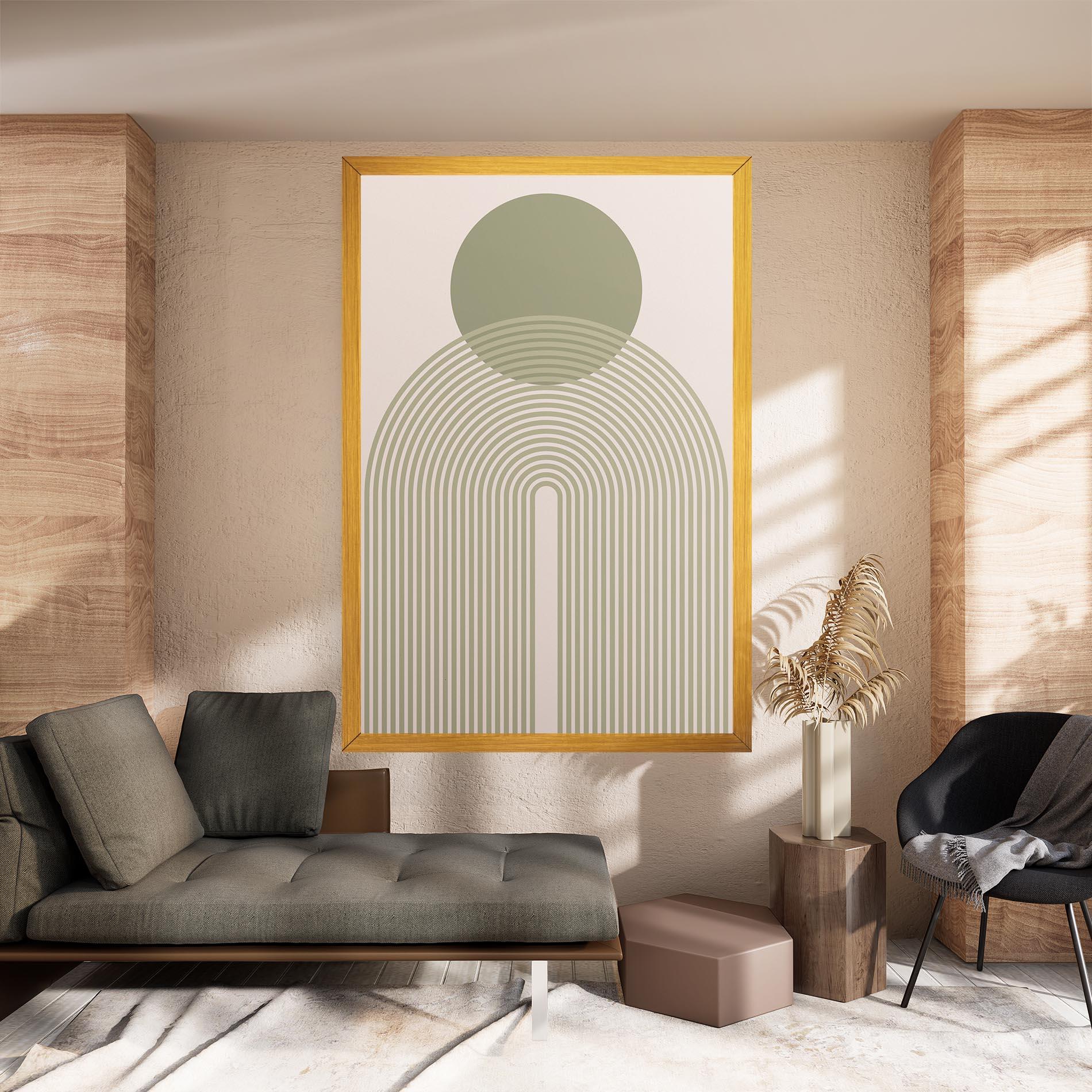 Tablou Canvas Green Circle Lines mockup 8