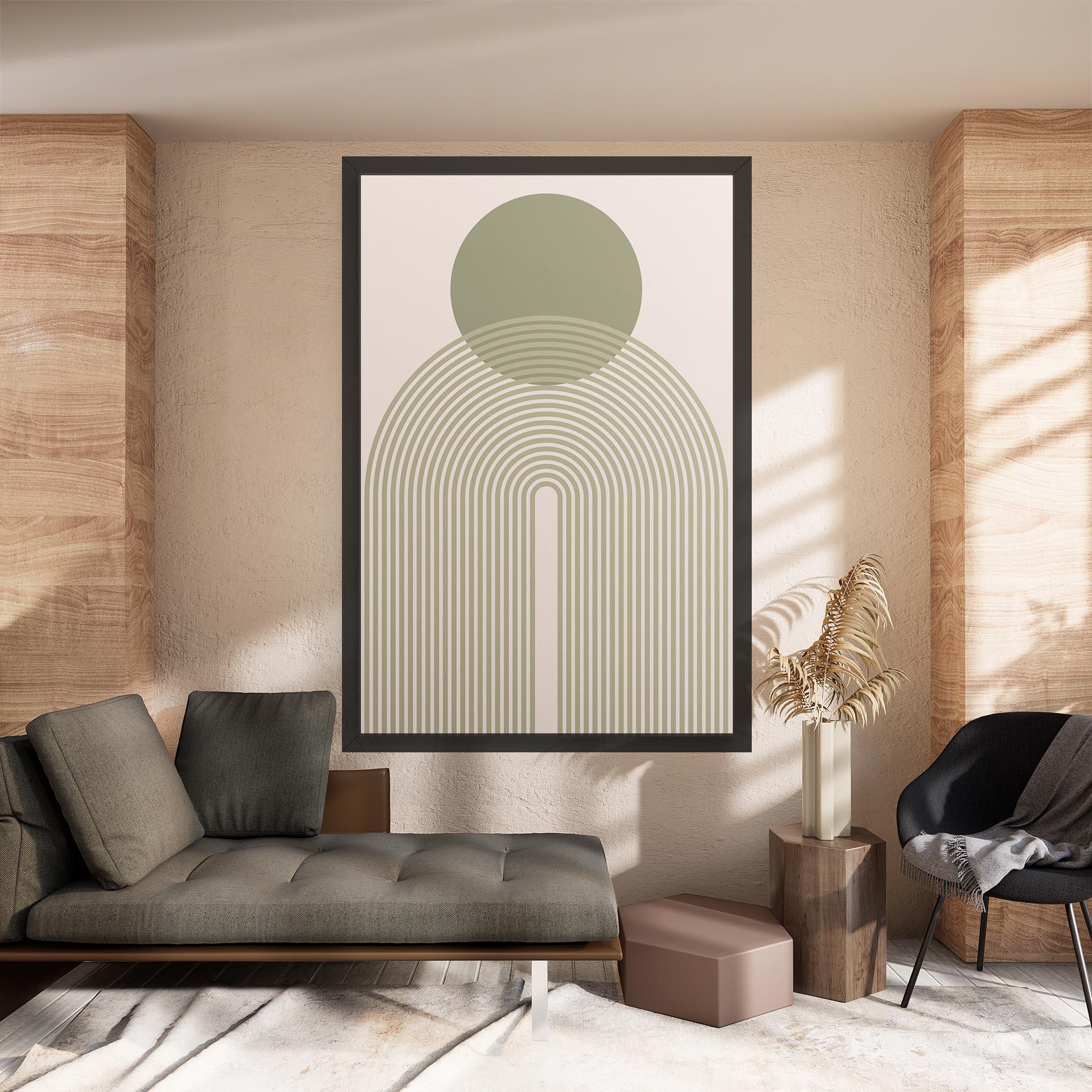 Tablou Canvas Green Circle Lines mockup 8