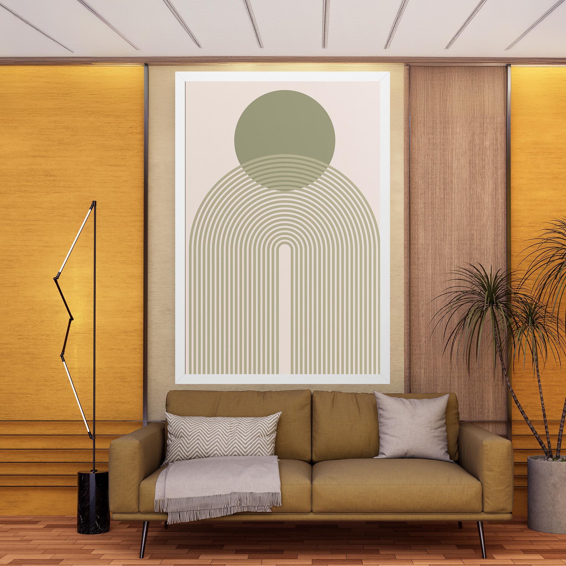 Tablou Canvas Green Circle Lines mockup 9