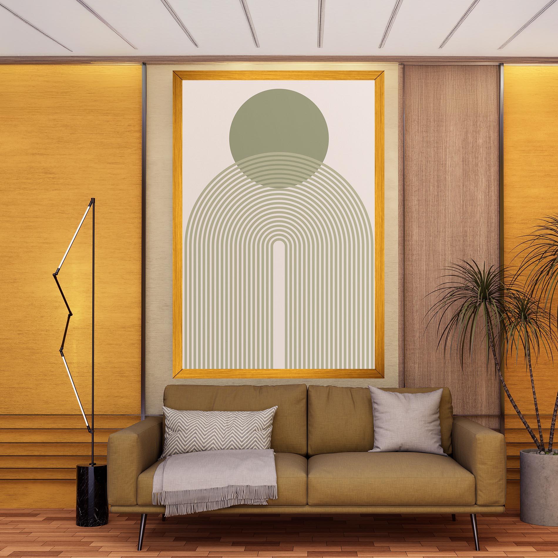 Tablou Canvas Green Circle Lines mockup 9