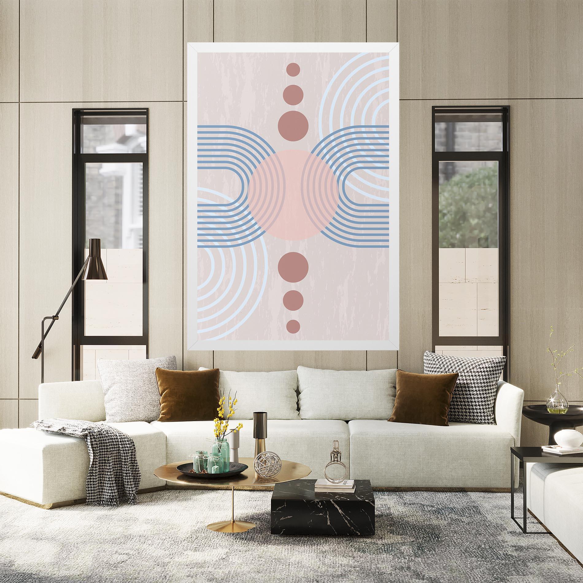 Tablou Canvas Blue Lines On Pink mockup 2