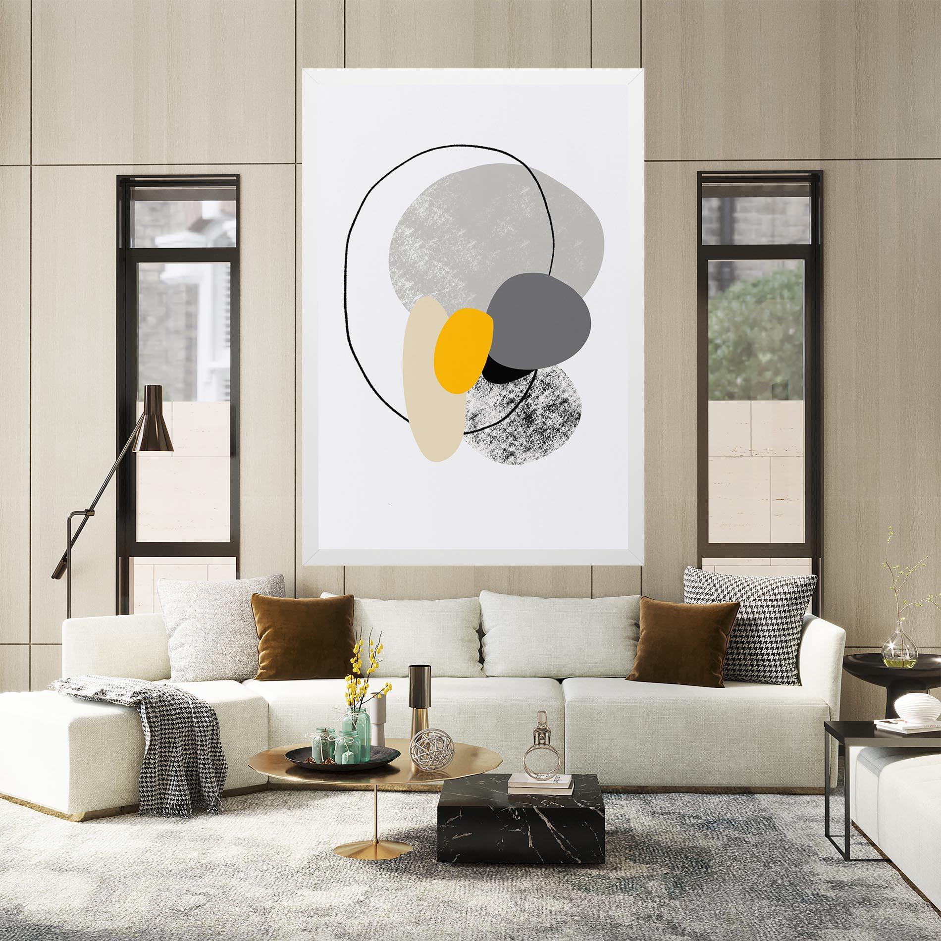 Tablou Canvas Grey Orange Shape mockup 2