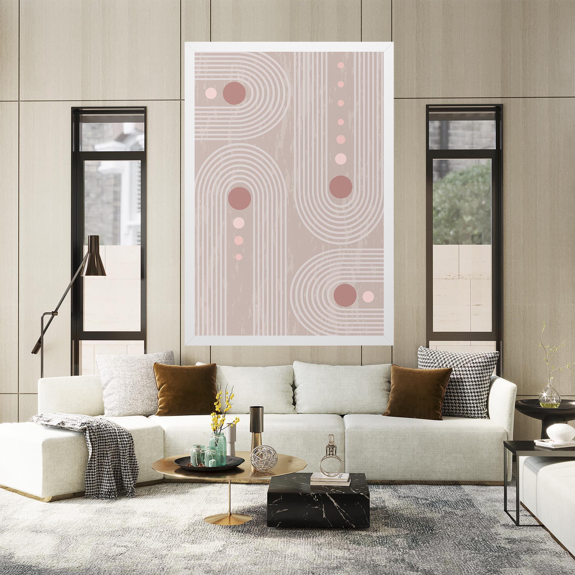 Tablou Canvas Pink Circle On Cream mockup 2