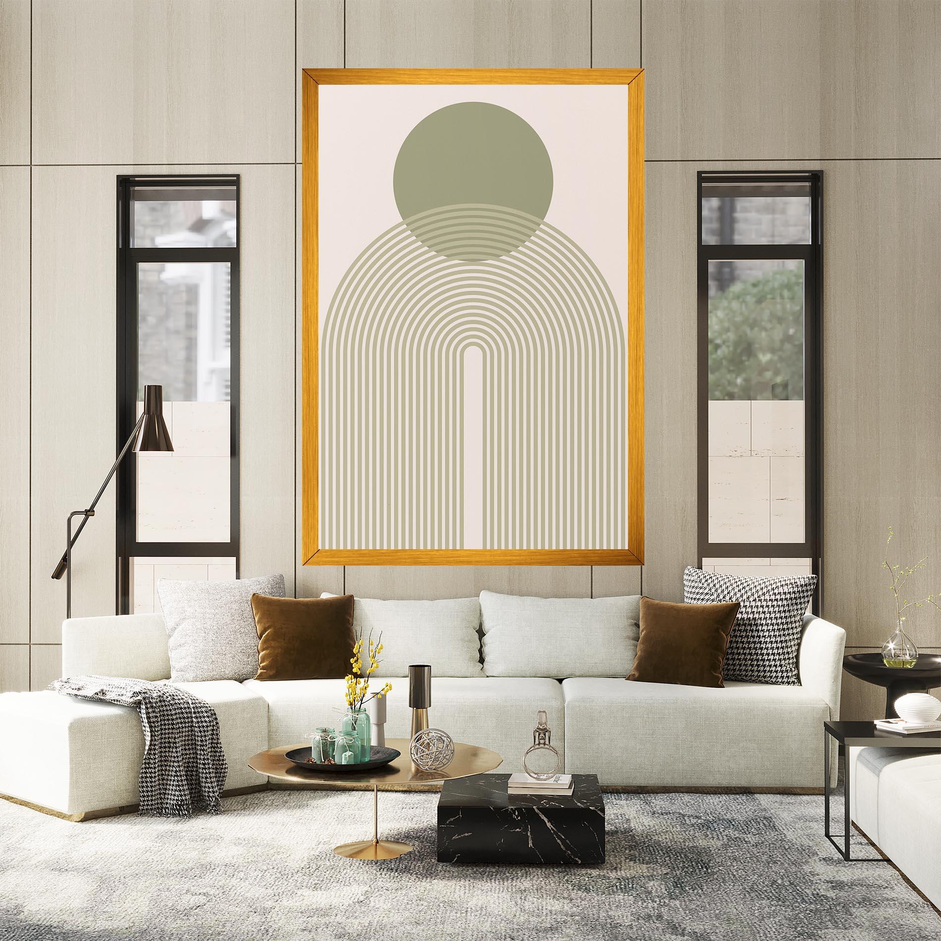 Tablou Canvas Green Circle Lines mockup 2