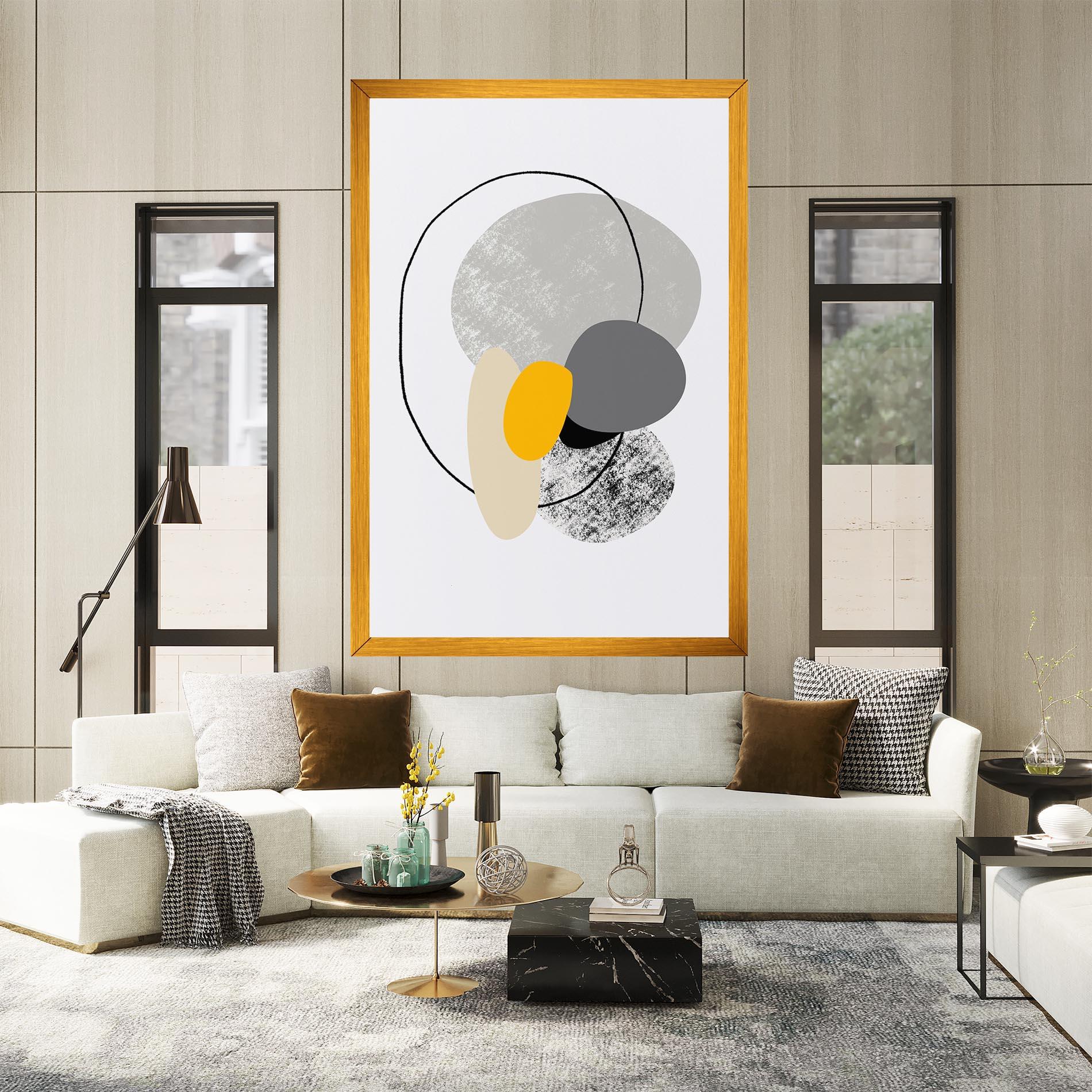 Tablou Canvas Grey Orange Shape mockup 2