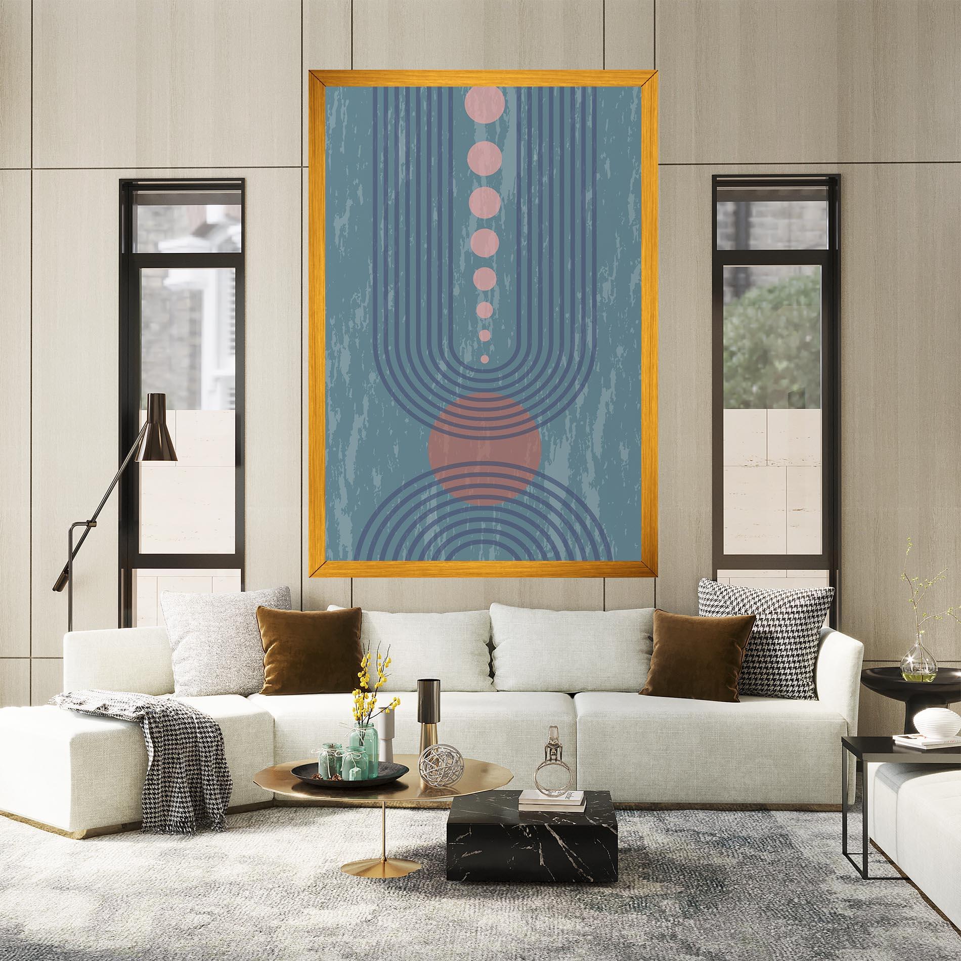 Tablou Canvas Pink Circle On Blue mockup 2