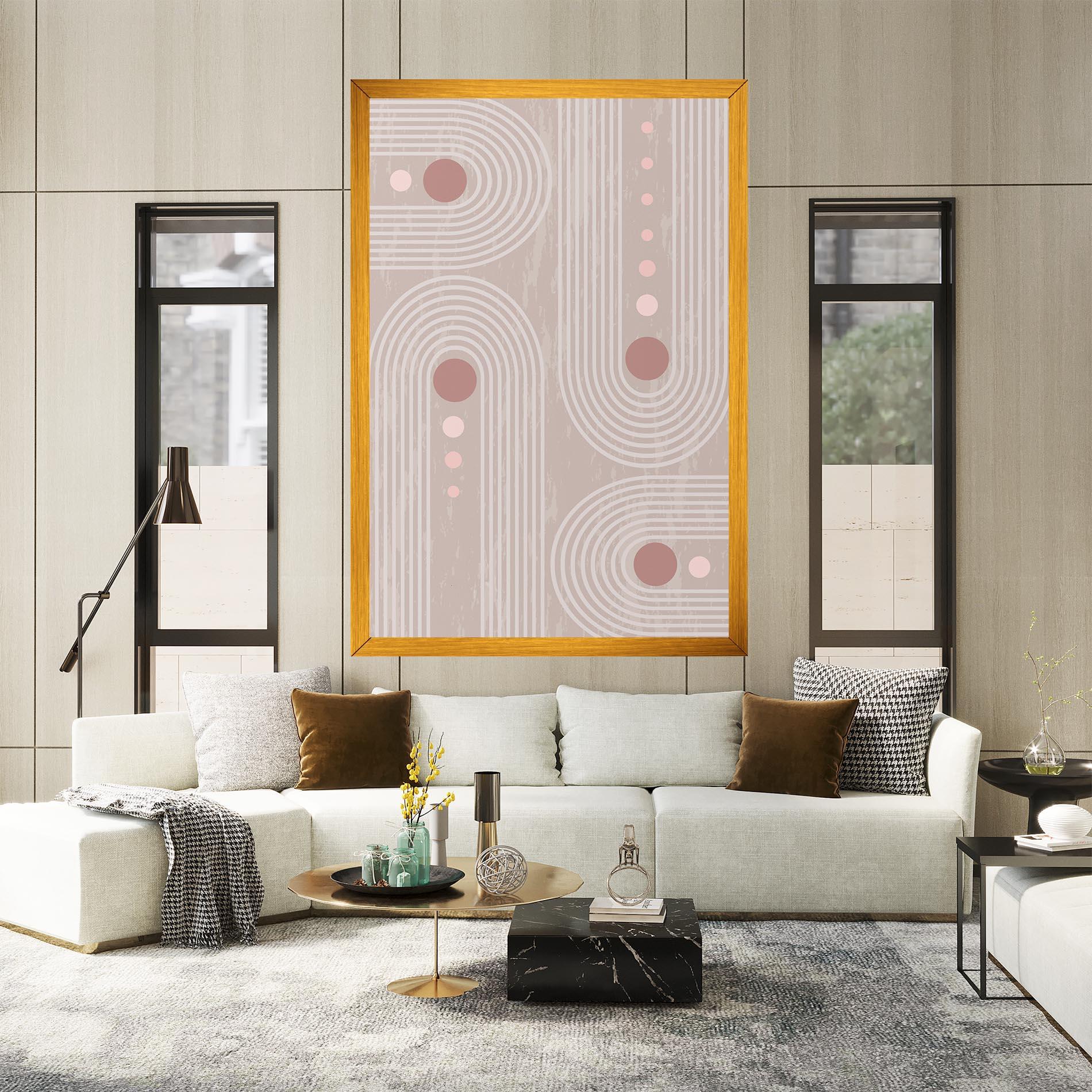 Tablou Canvas Pink Circle On Cream mockup 2