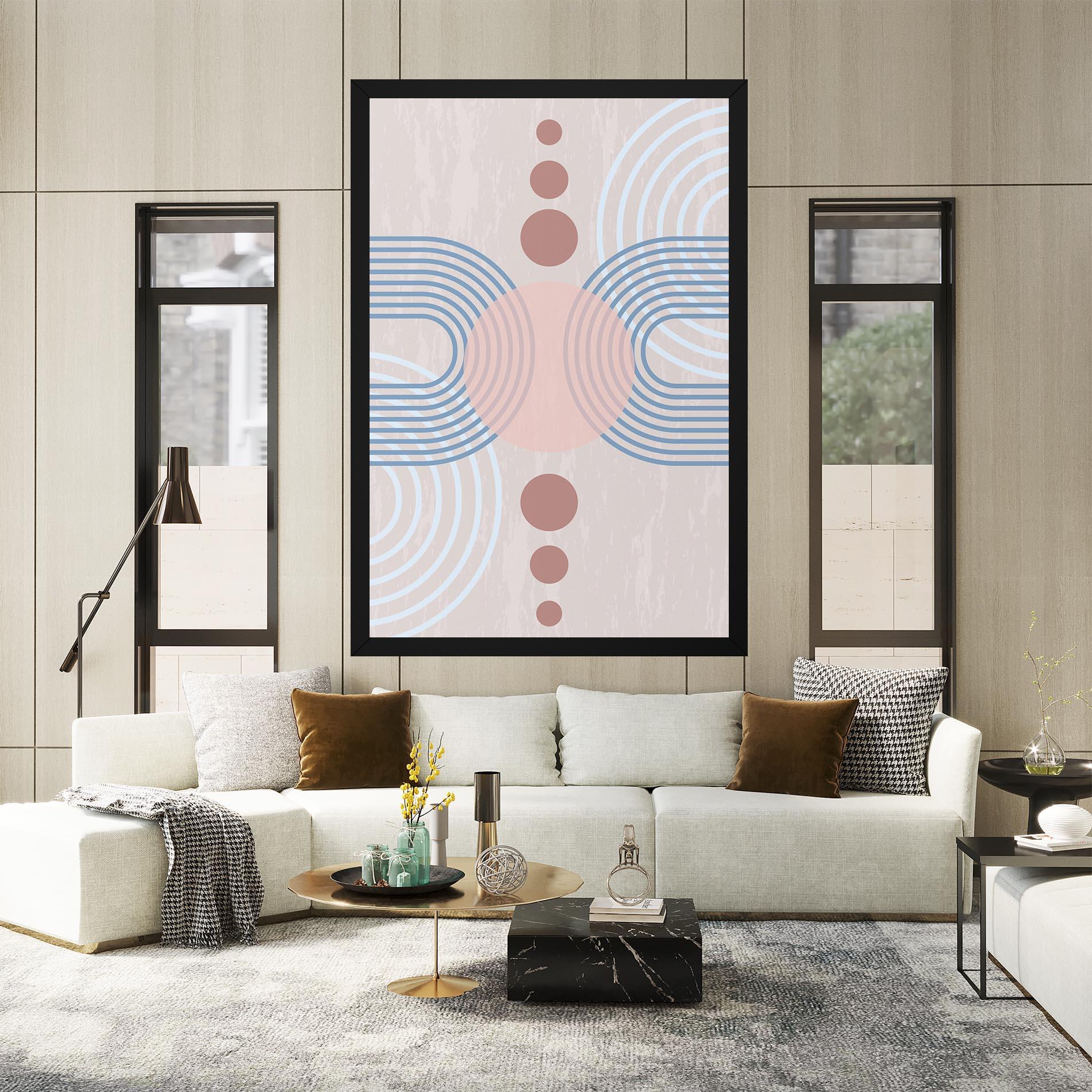 Tablou Canvas Blue Lines On Pink mockup 2