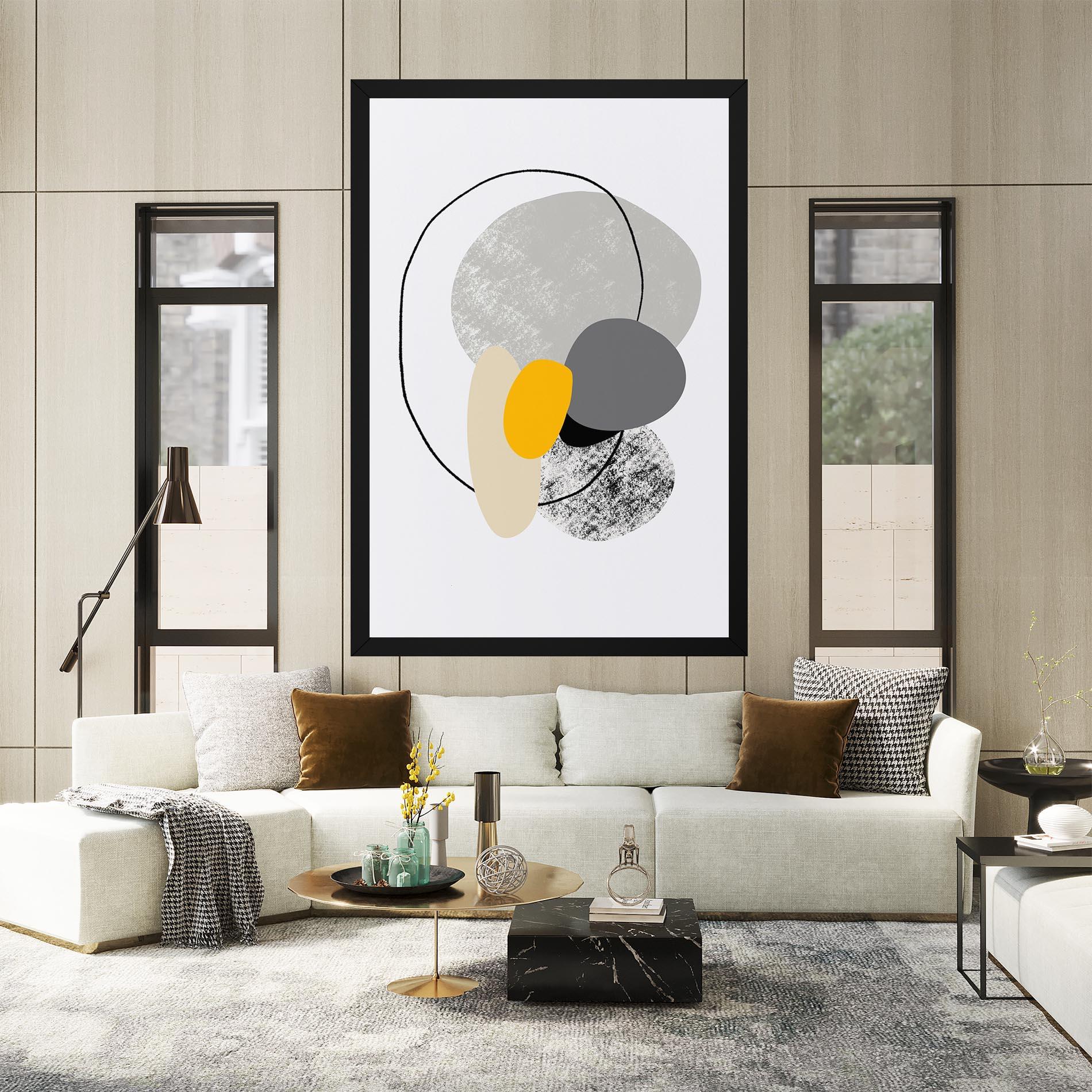 Tablou Canvas Grey Orange Shape mockup 2