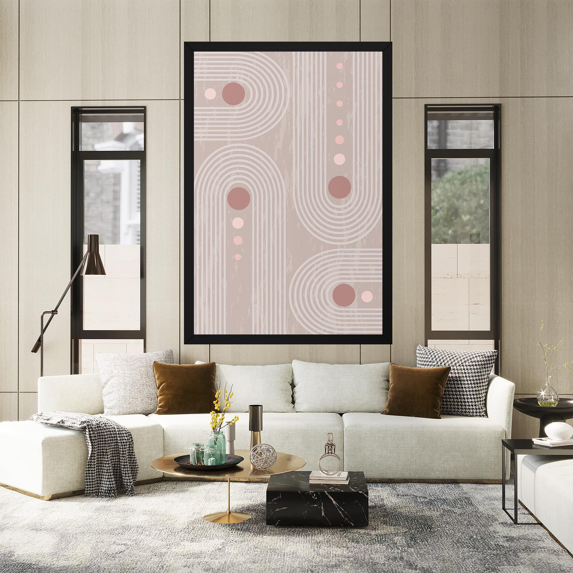 Tablou Canvas Pink Circle On Cream mockup 2